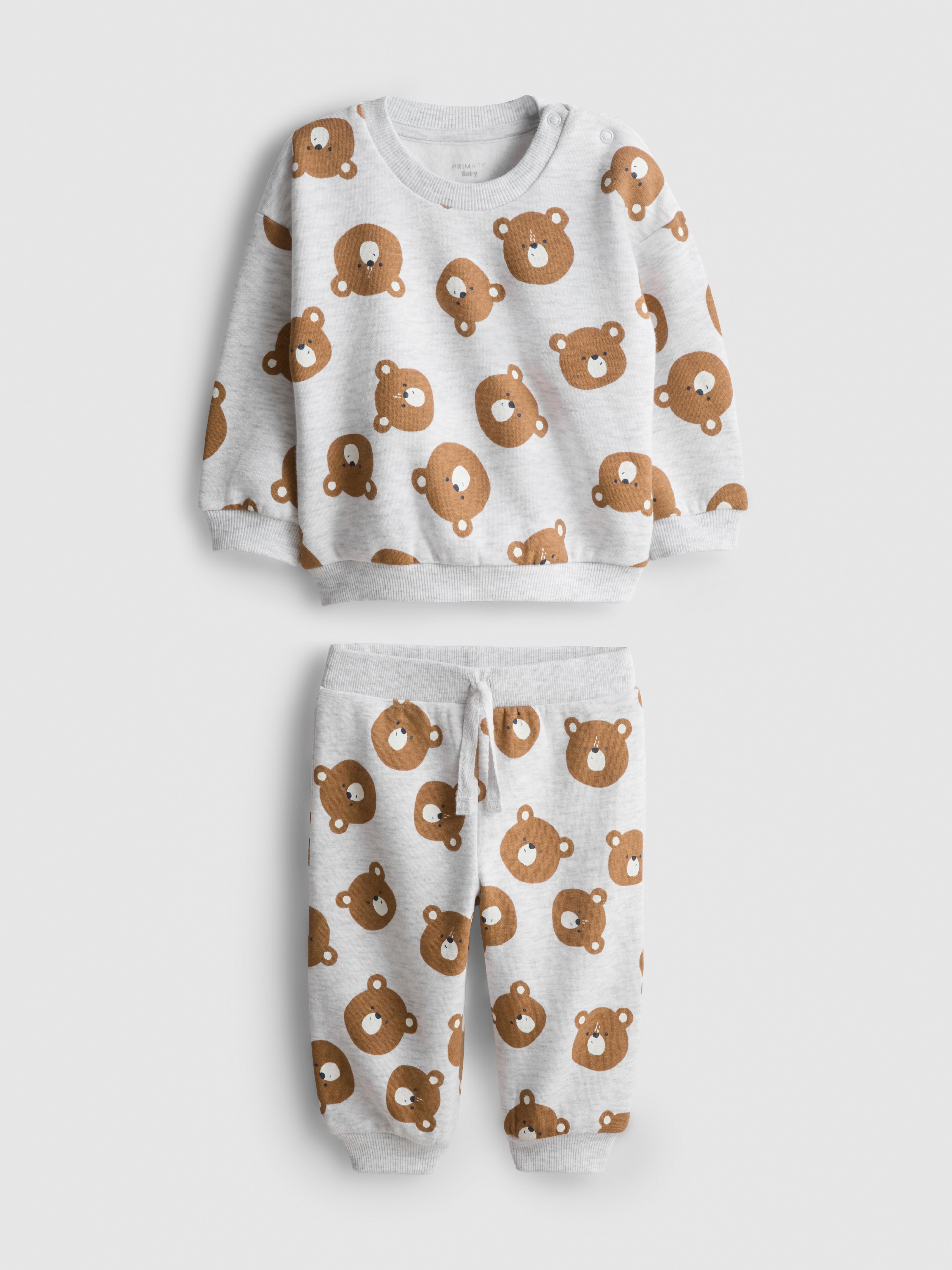 0-18mths | Cotton Rich Bear Graphic Sweatshirt and Joggers Set