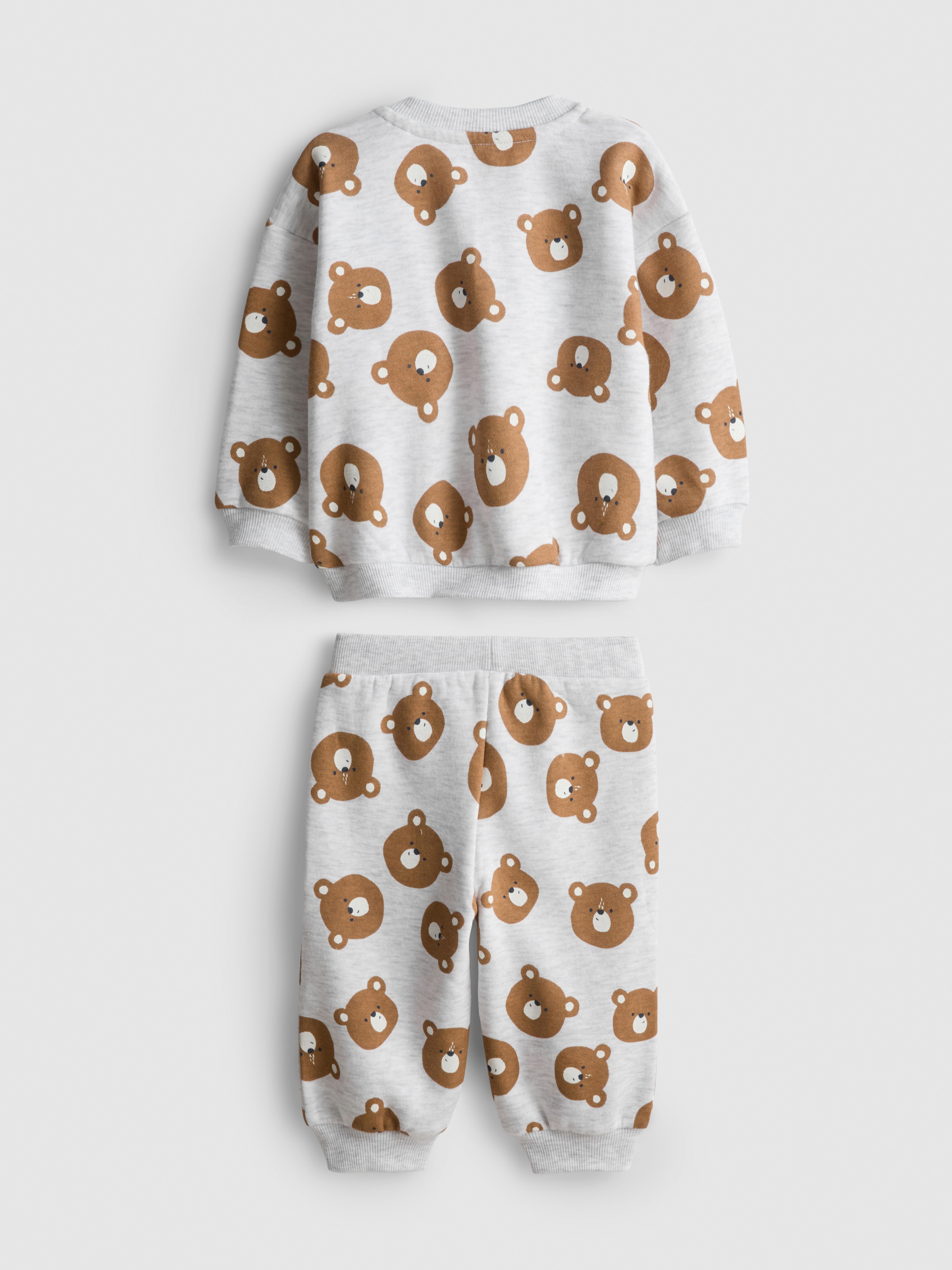 0-18mths | Cotton Rich Bear Graphic Sweatshirt and Joggers Set