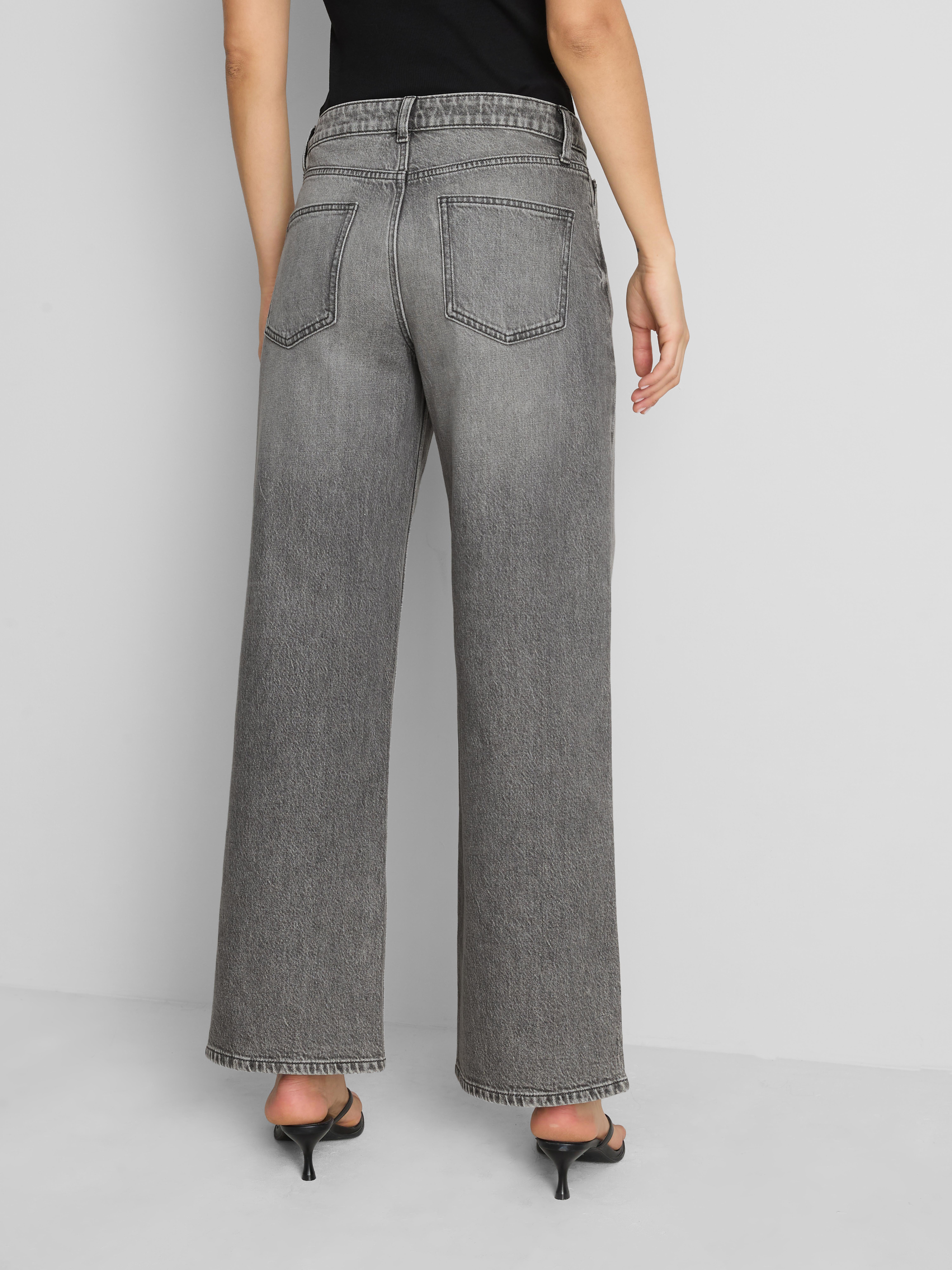 Cotton-Rich Mid Rise Wide Leg Jeans