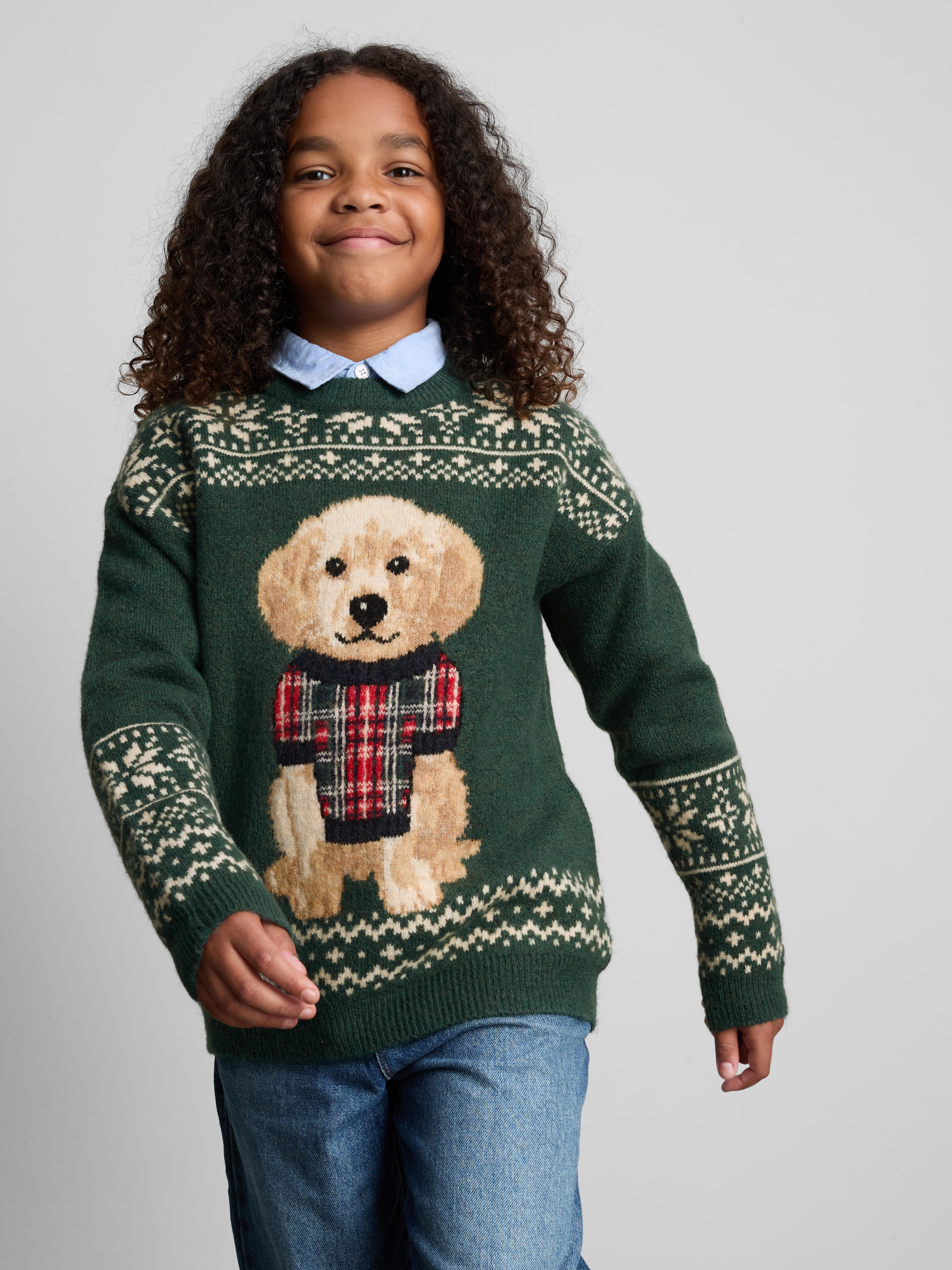 7-15 jr | Kersttrui kind, matchend met hond