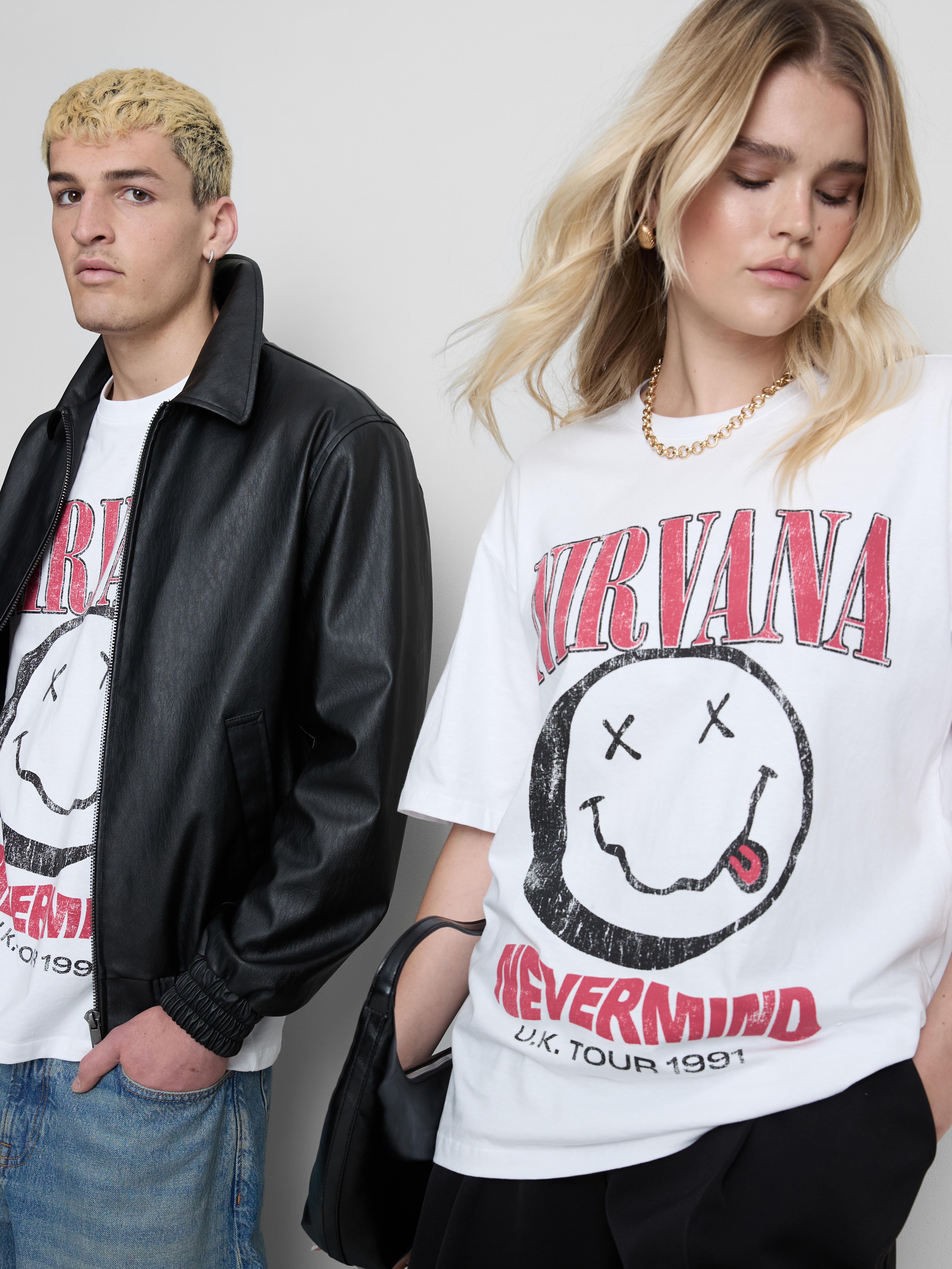 T-shirt met print Nirvana