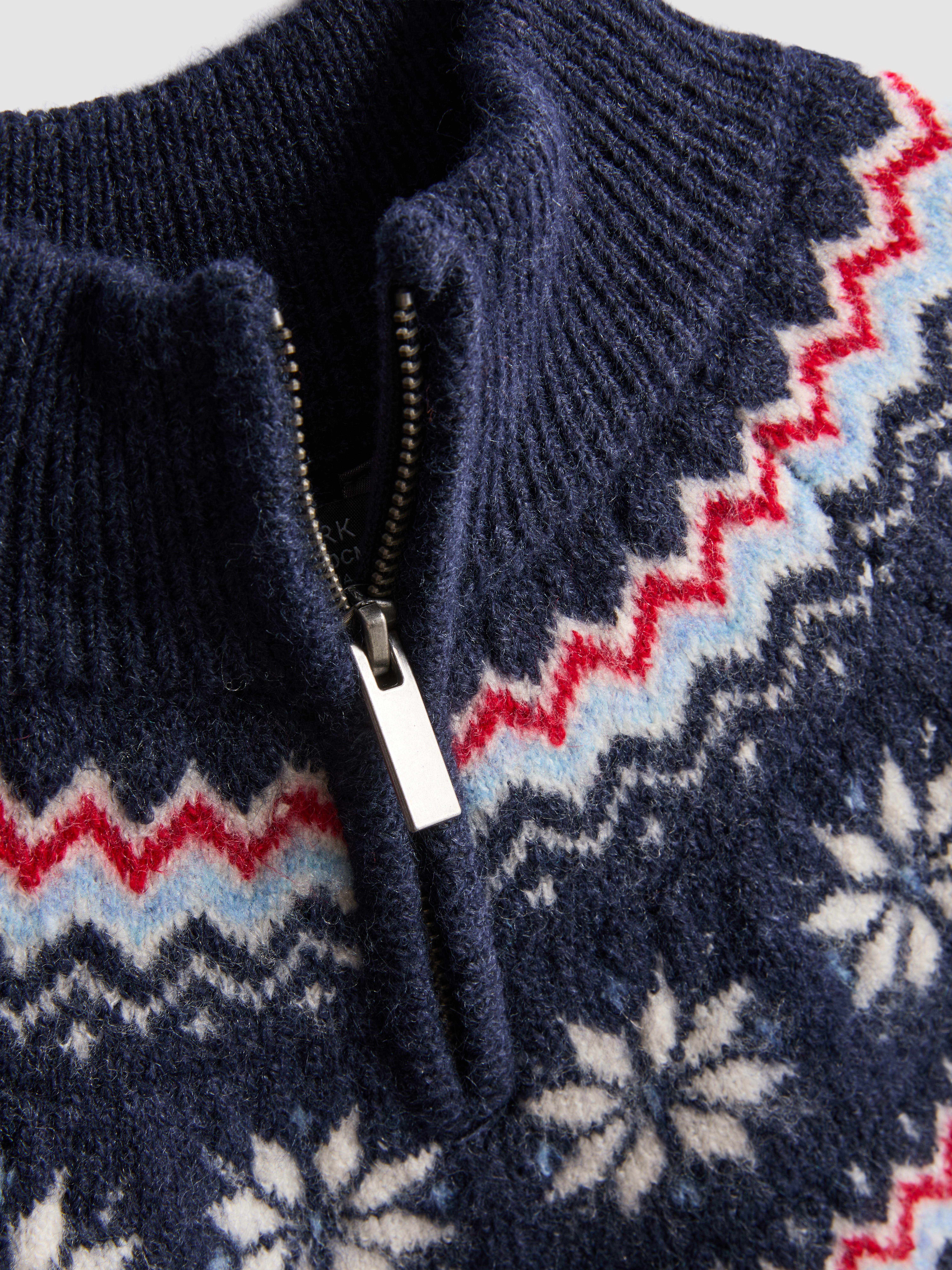 7-15yrs | Fair Isle Cable Knit Half-Zip Sweater