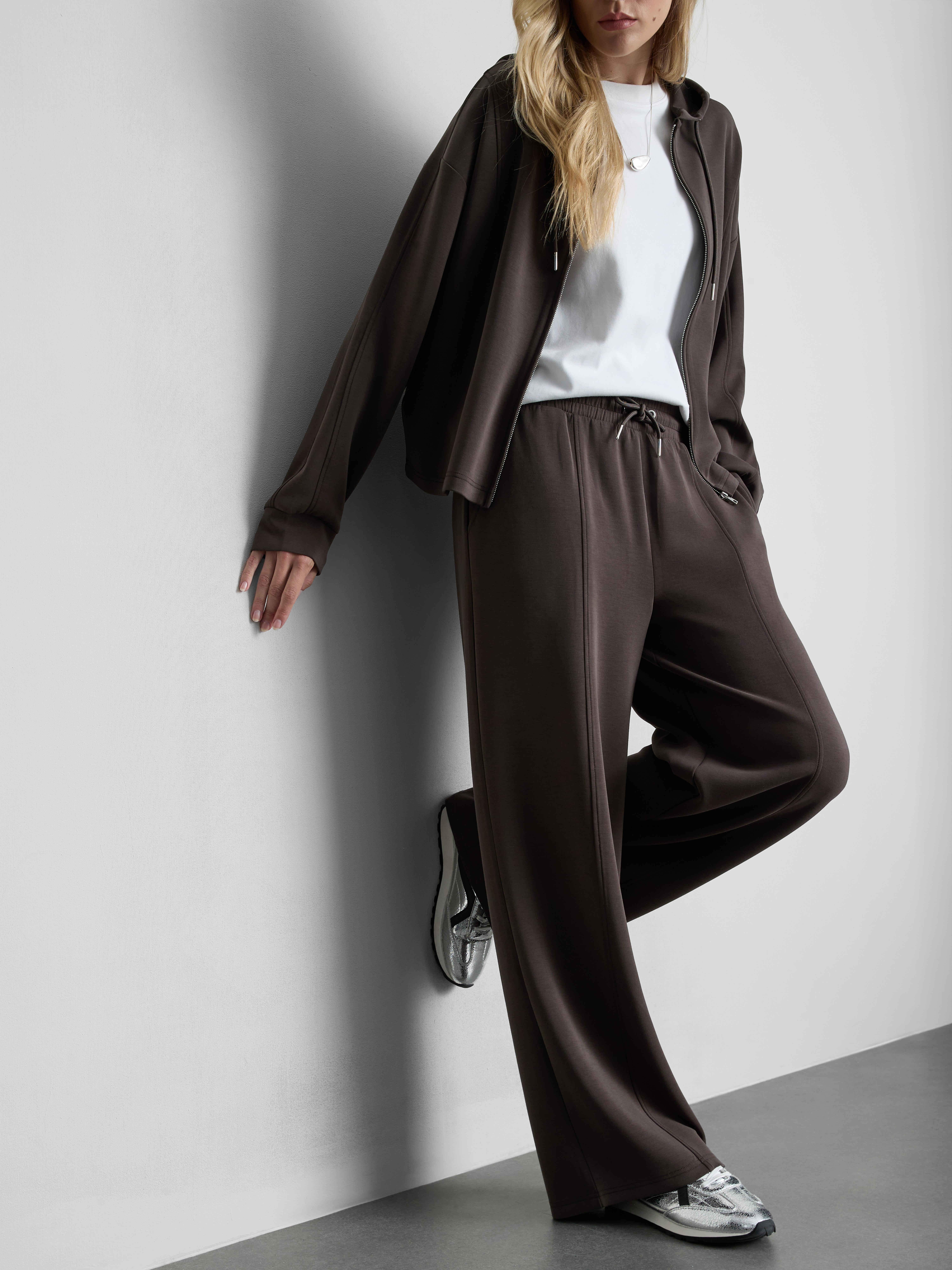Modal Blend Seam Detail Wide Leg Joggers