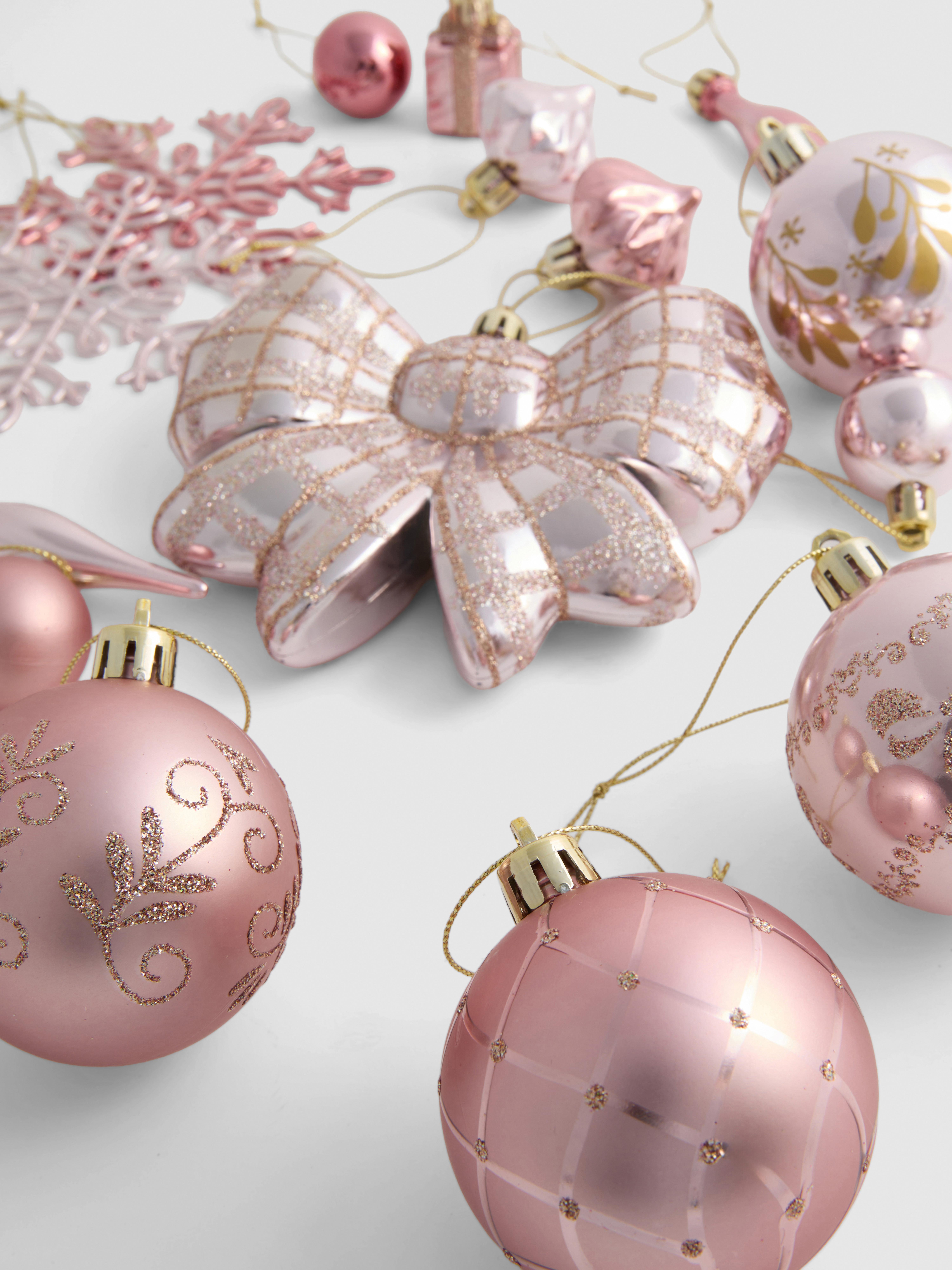 30er-Pack gemischte Weihnachtsdeko - Rosa
