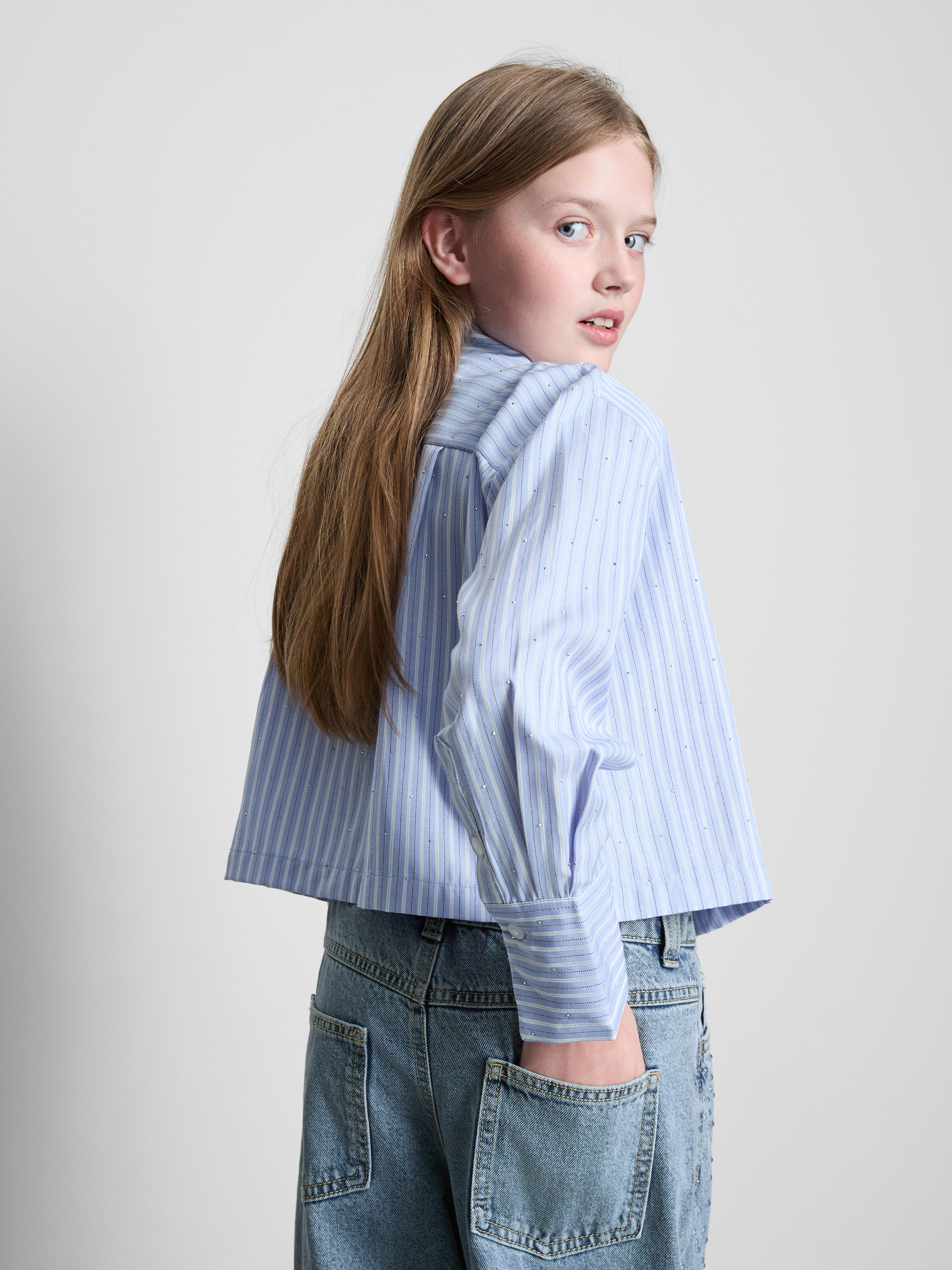 7-15yrs | Pure Cotton Gem Effect Wide Leg Jeans