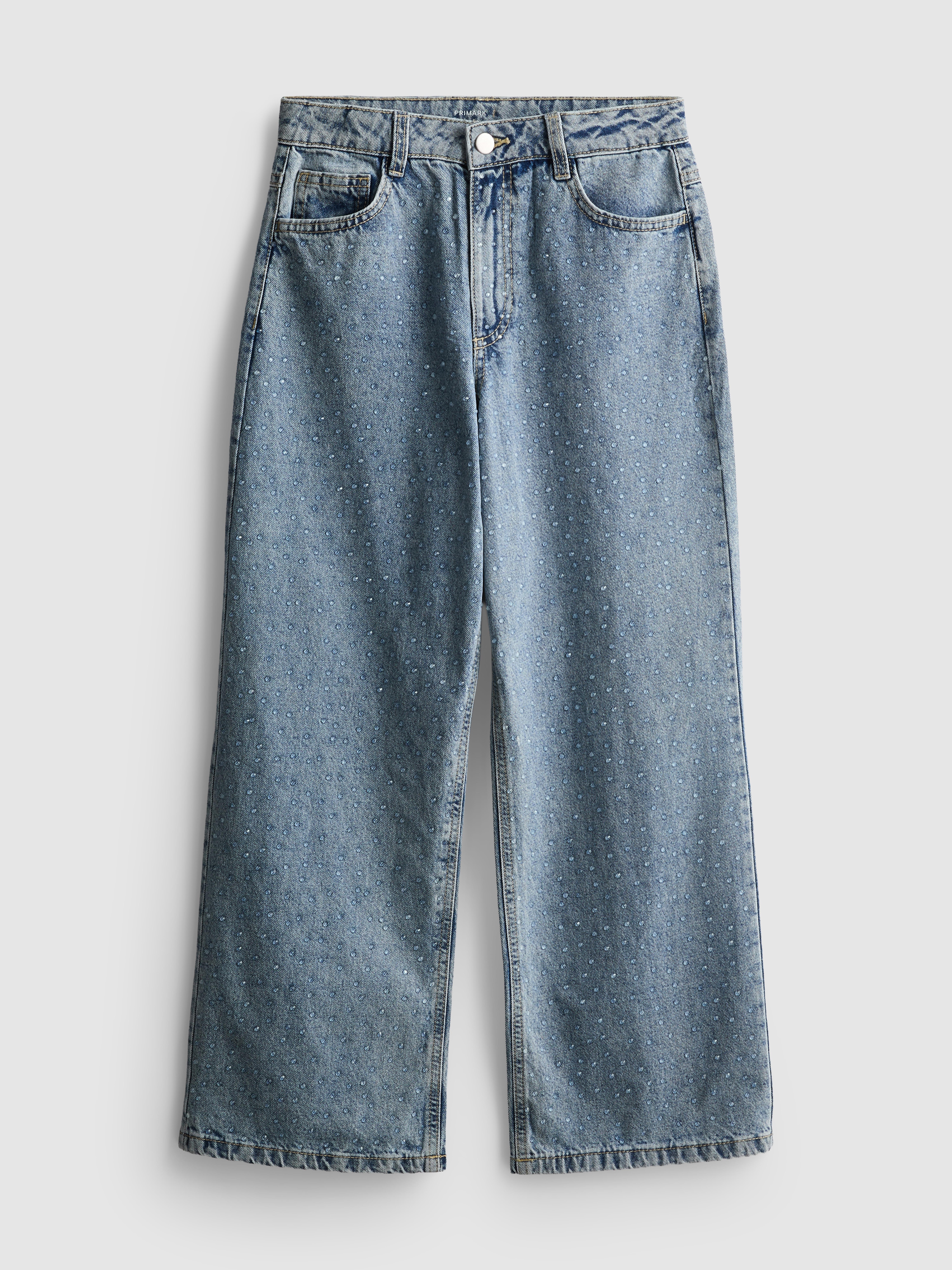 7-15yrs | Pure Cotton Gem Effect Wide Leg Jeans