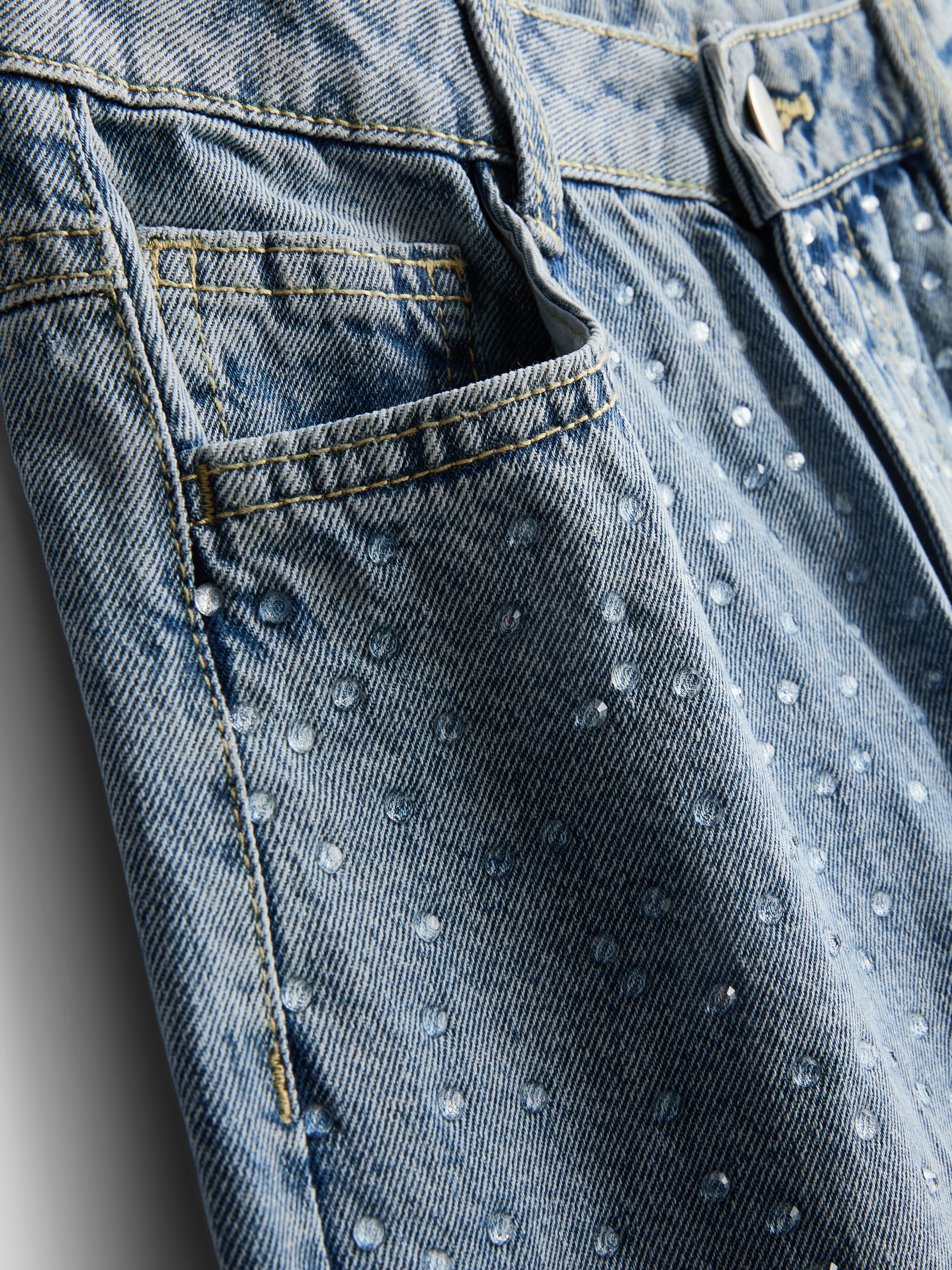 7-15yrs | Pure Cotton Gem Effect Wide Leg Jeans