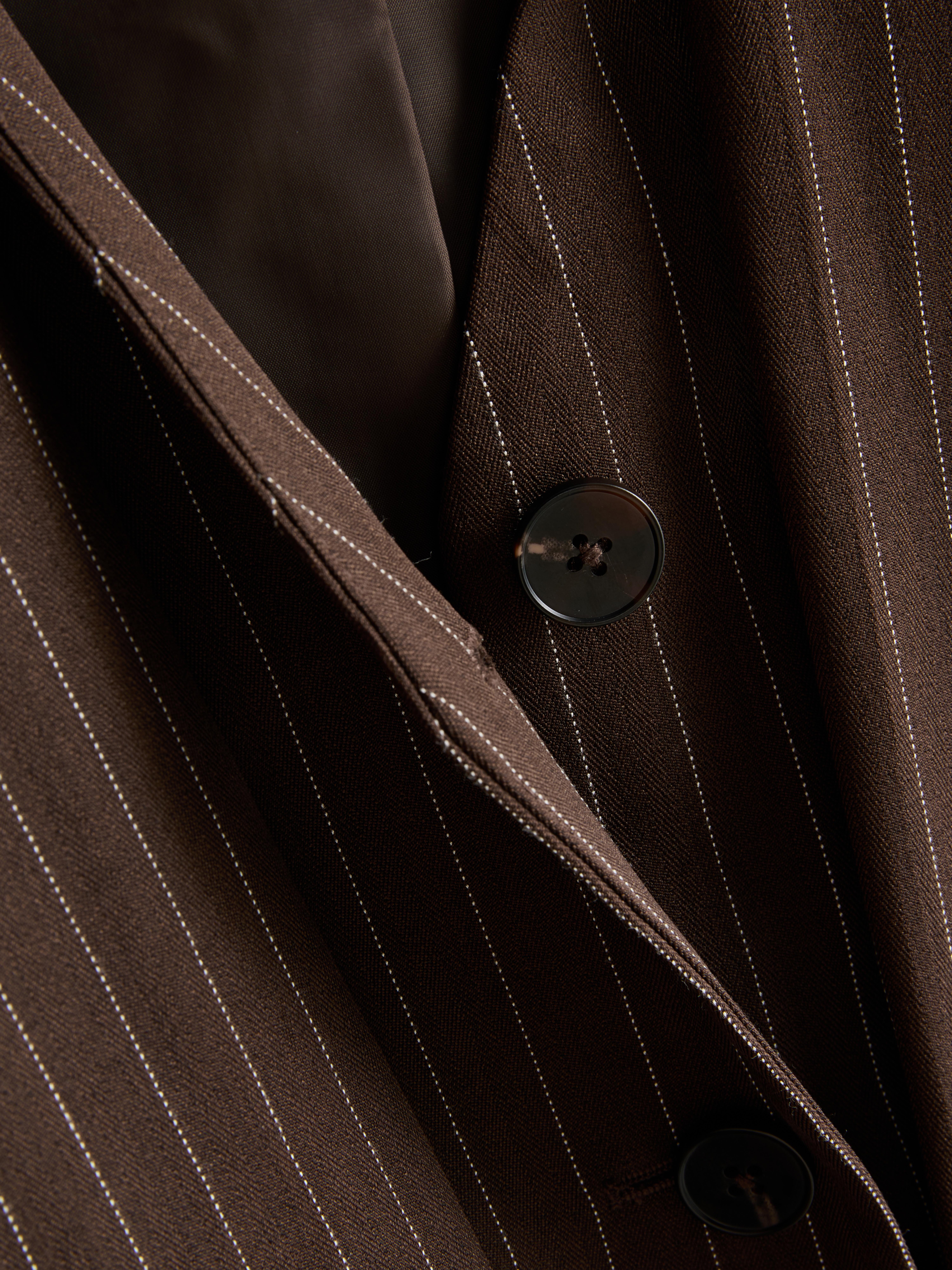 Structured Pinstripe Scarf Detail Blazer