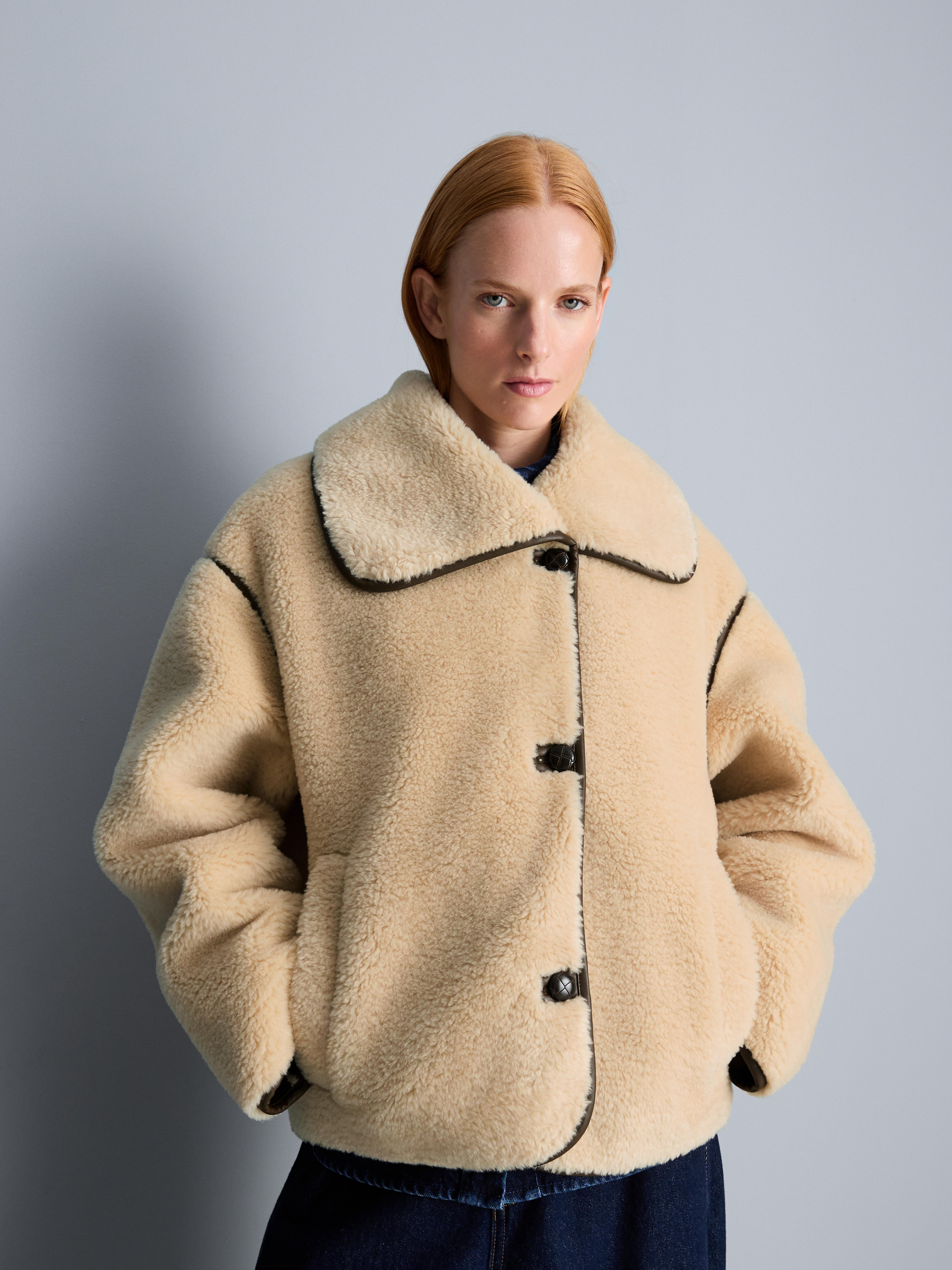 Shearling-Jacke mit geradem Schnitt