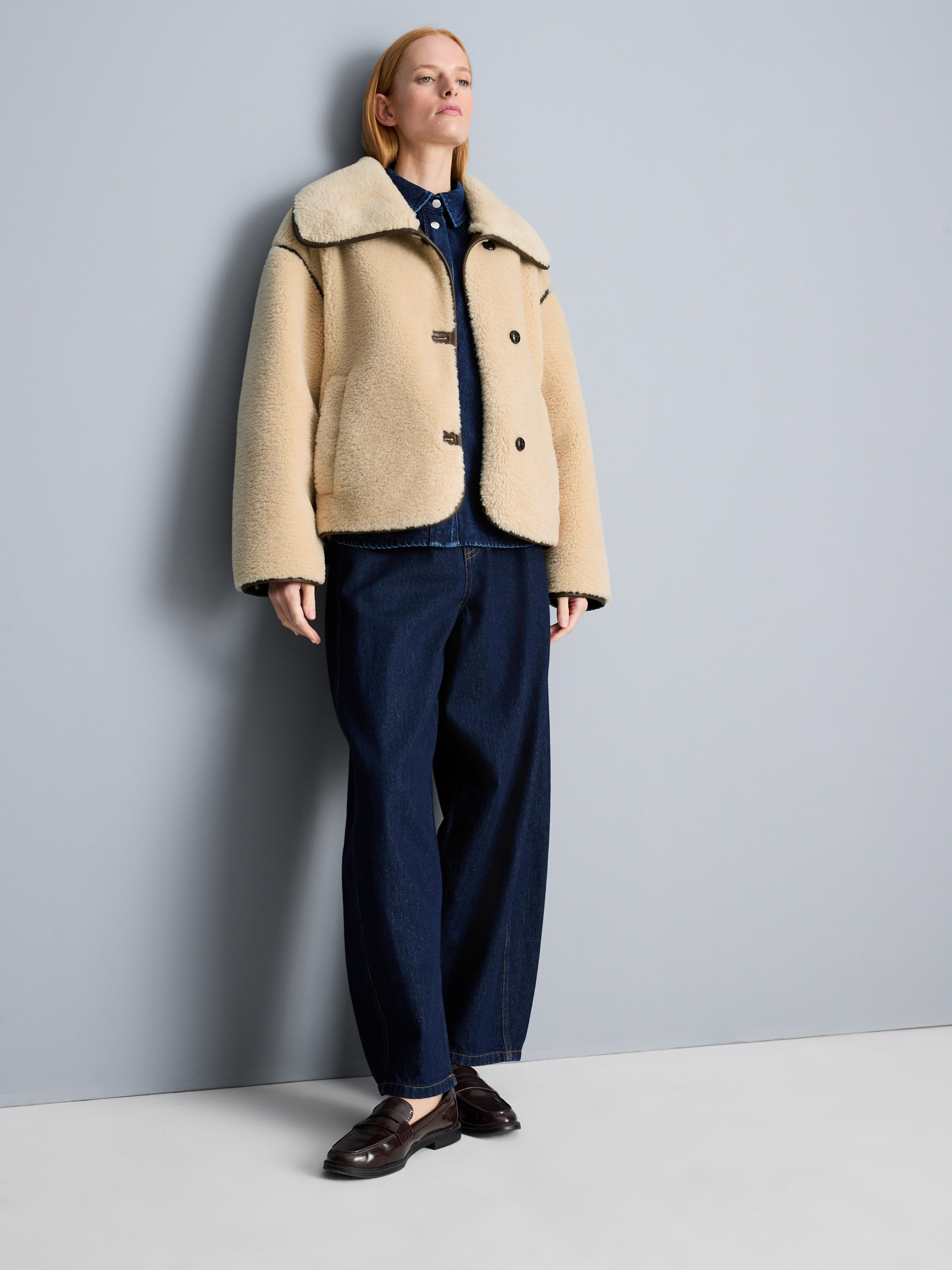 Shearling-Jacke mit geradem Schnitt