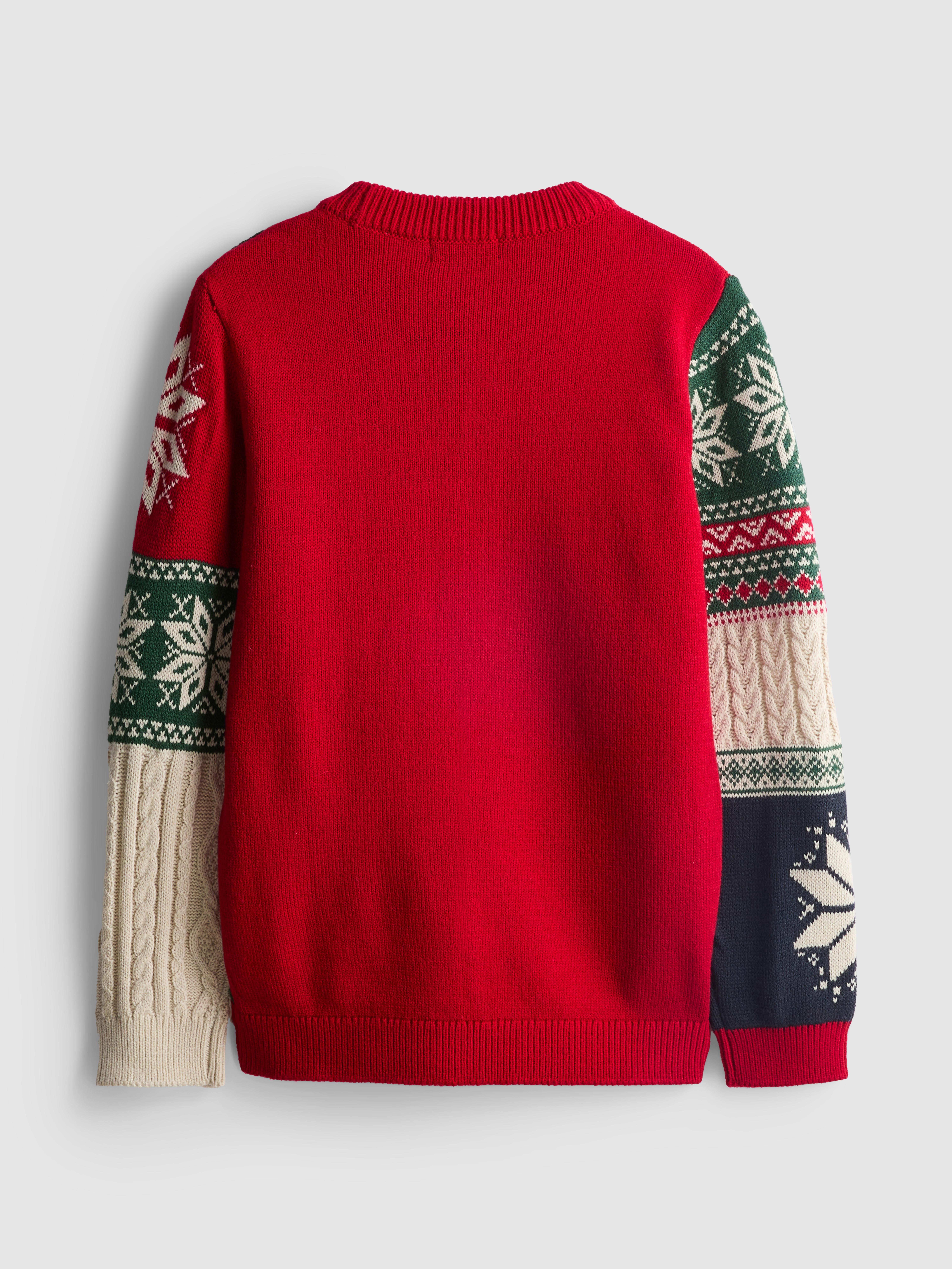 7-15yrs | Christmas Teddy Bear Patchwork Sweater