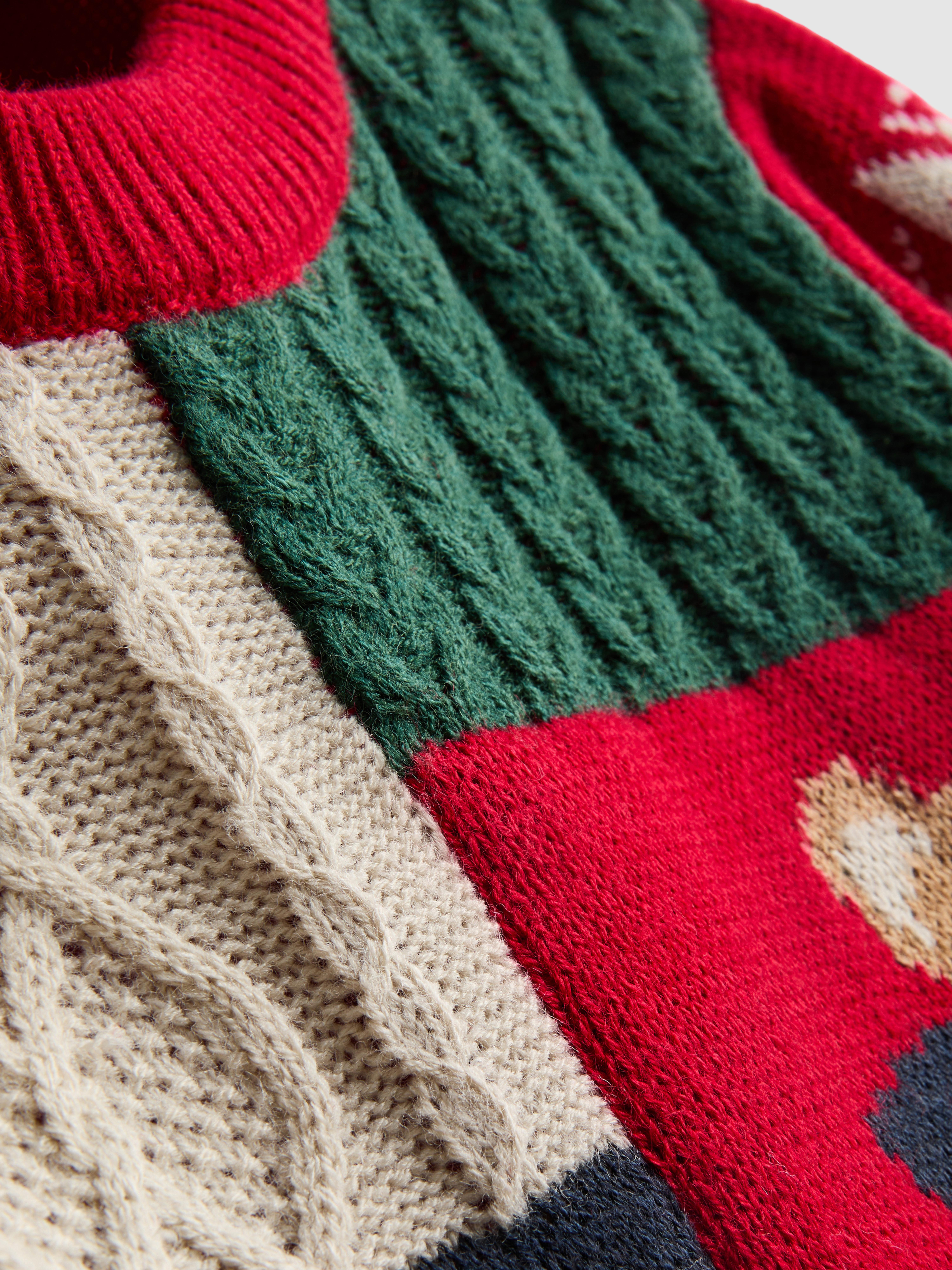 7-15yrs | Christmas Teddy Bear Patchwork Sweater