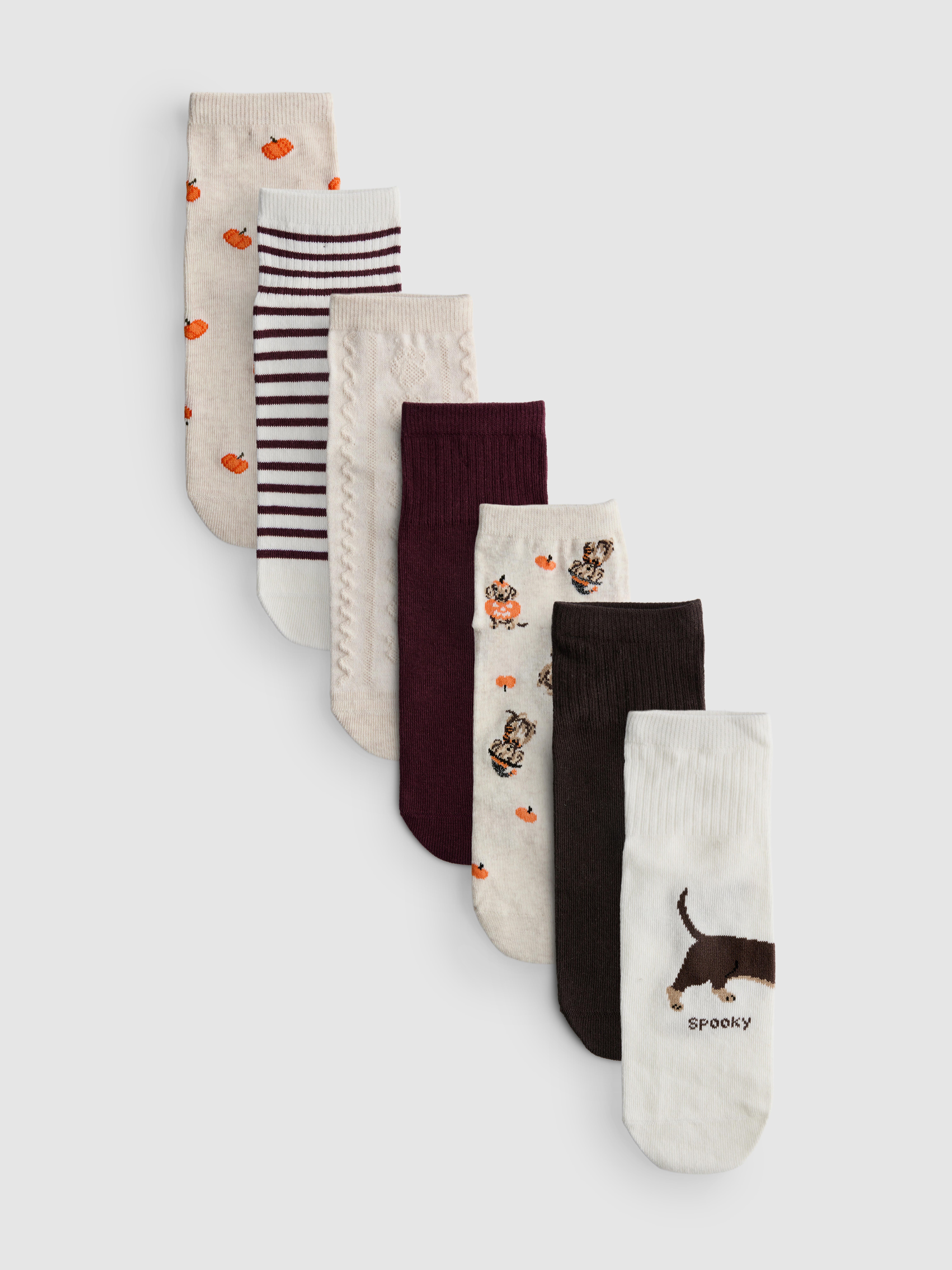 7pk Cotton-Rich Fall Crew Socks