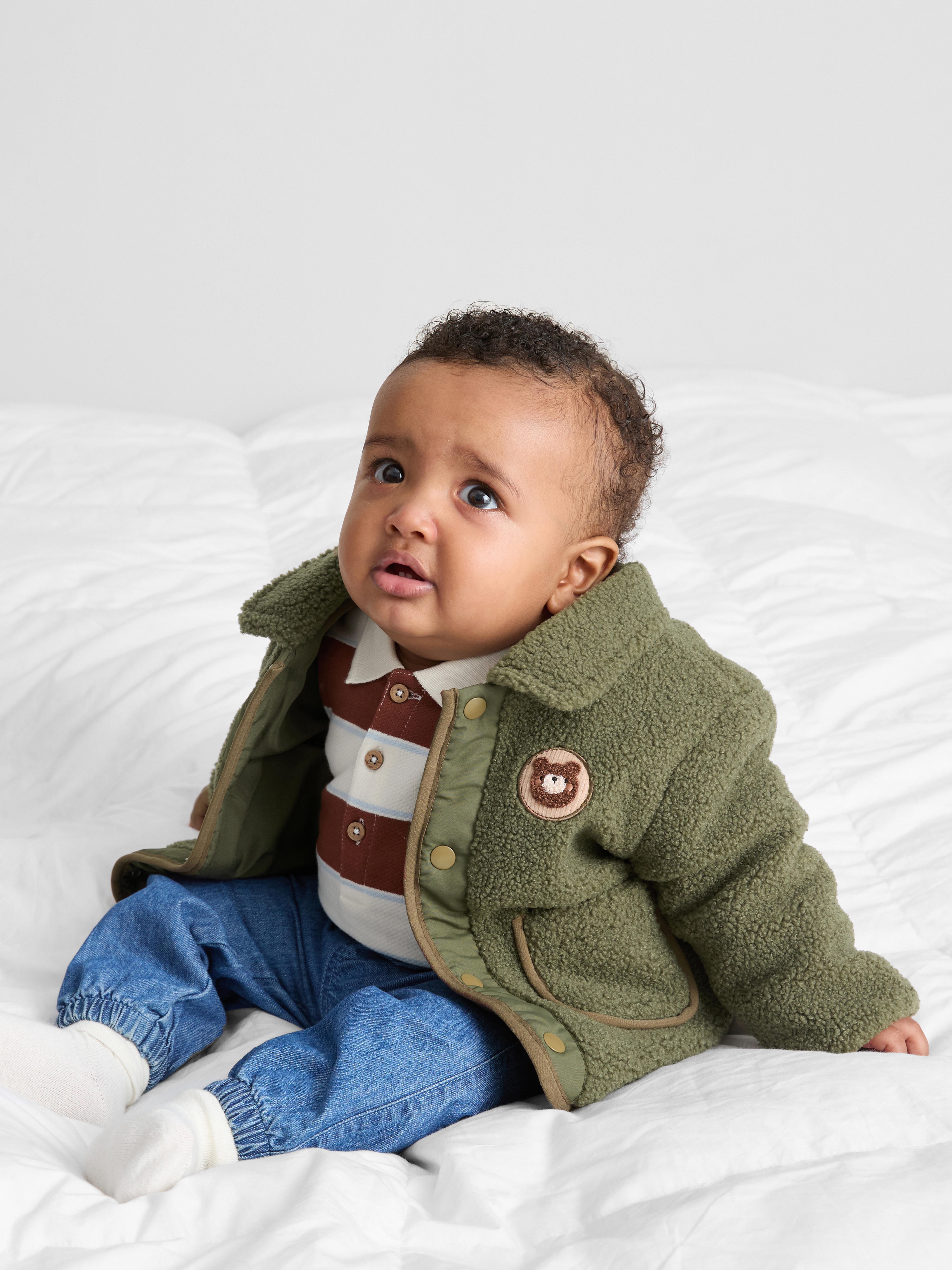 Baby Boys Green 0-18mths | Collared Fleece | Primark