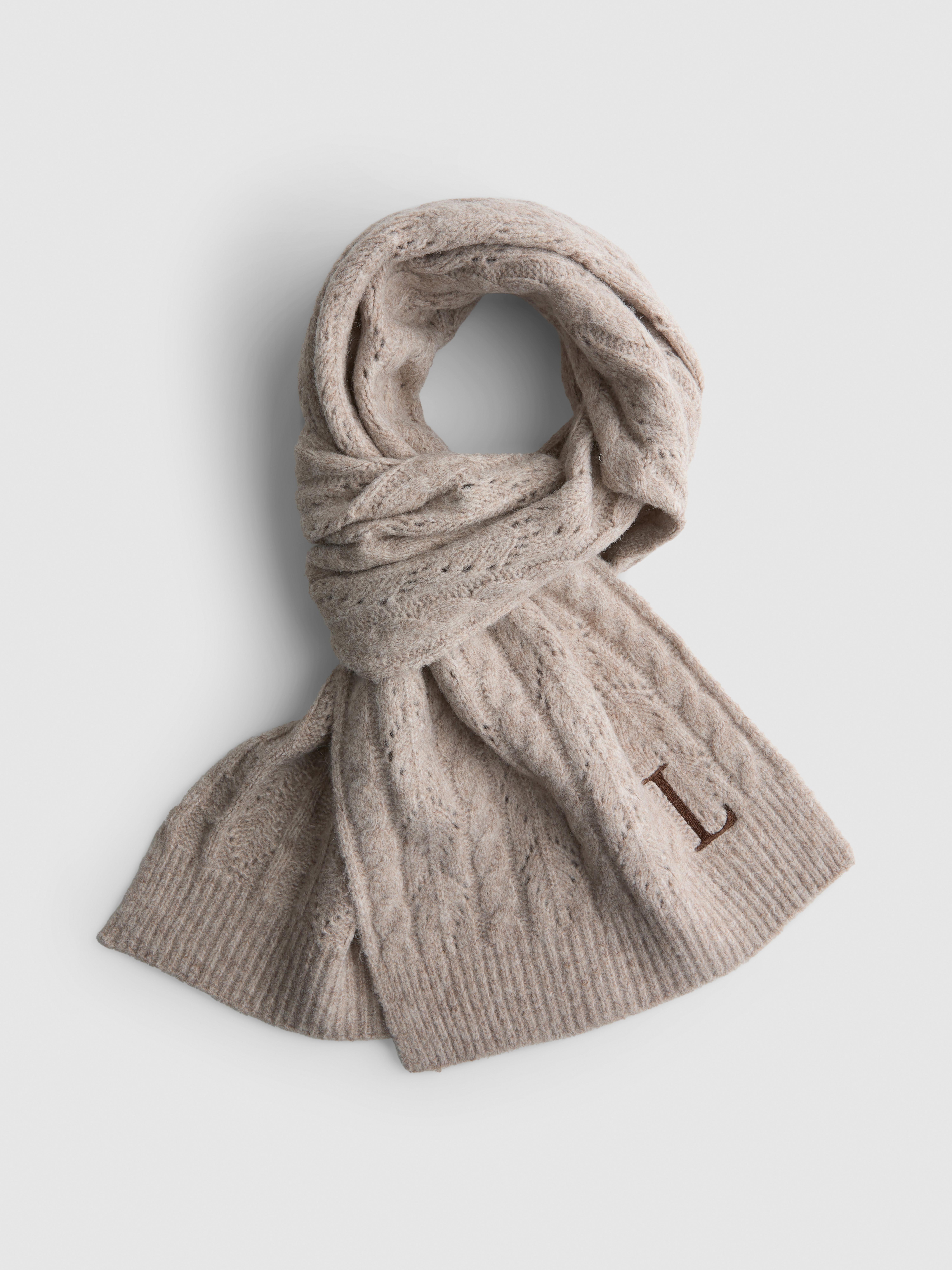 Pointelle Initial Scarf