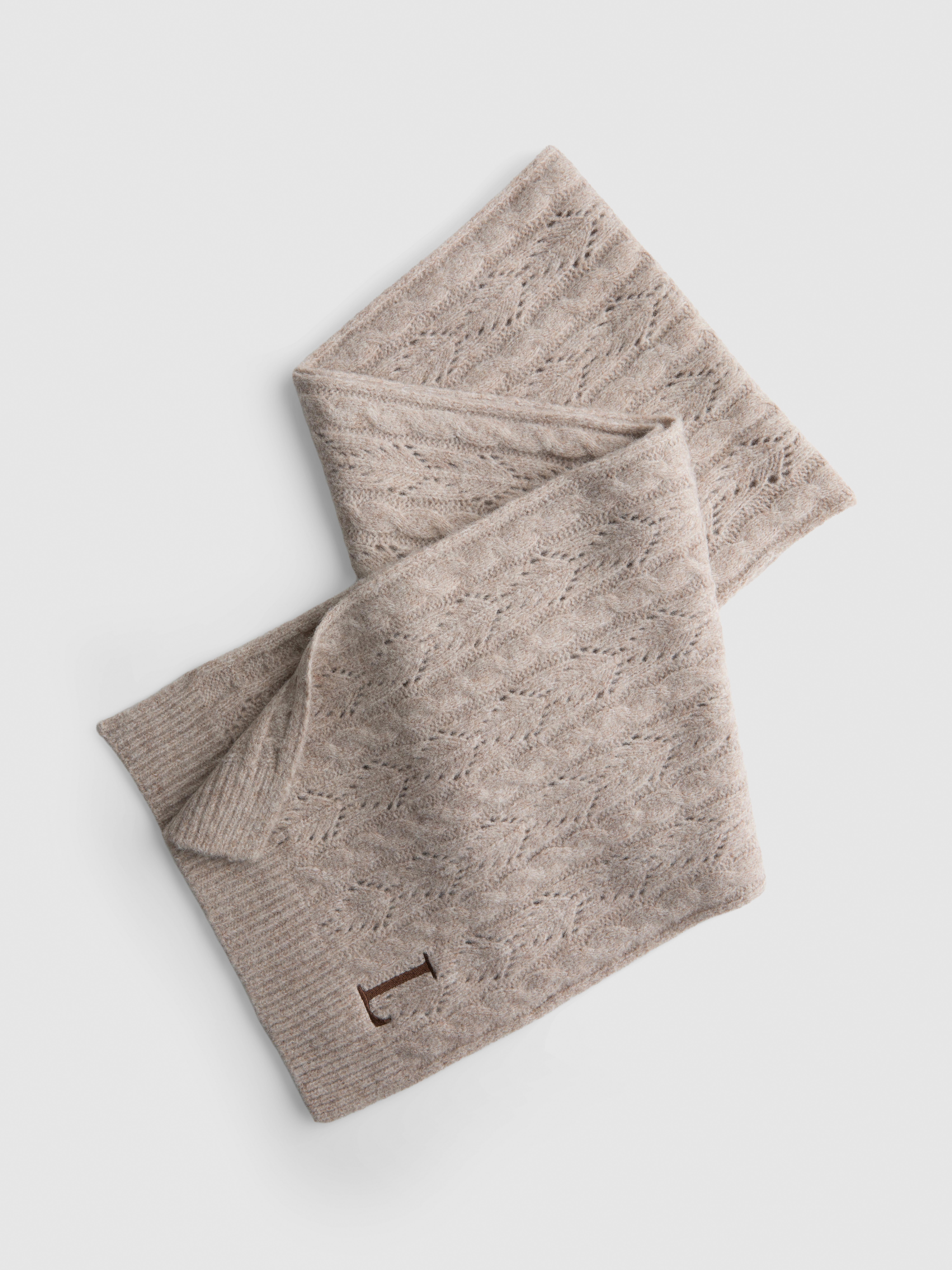 Pointelle Initial Scarf