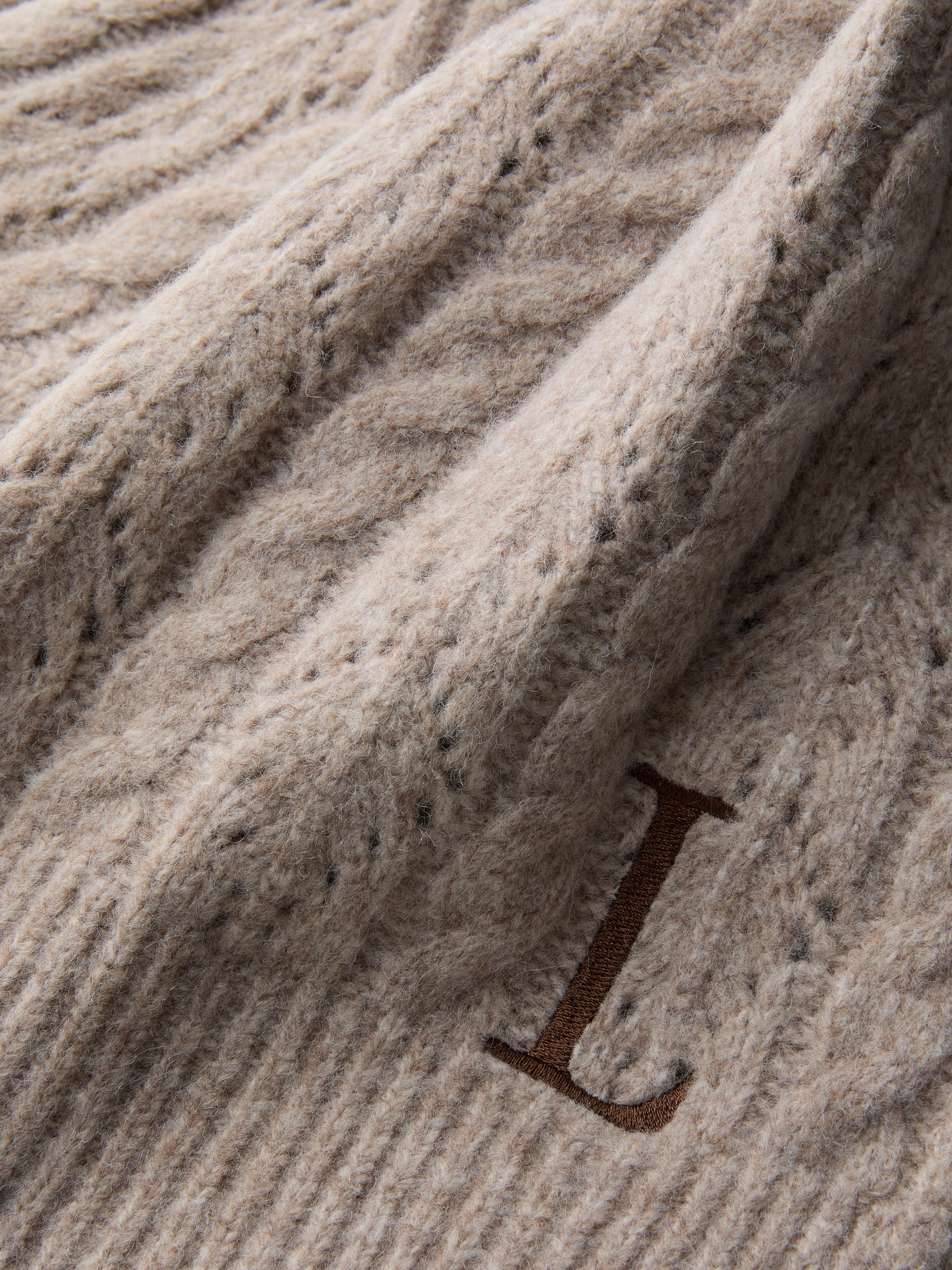 Pointelle Initial Scarf