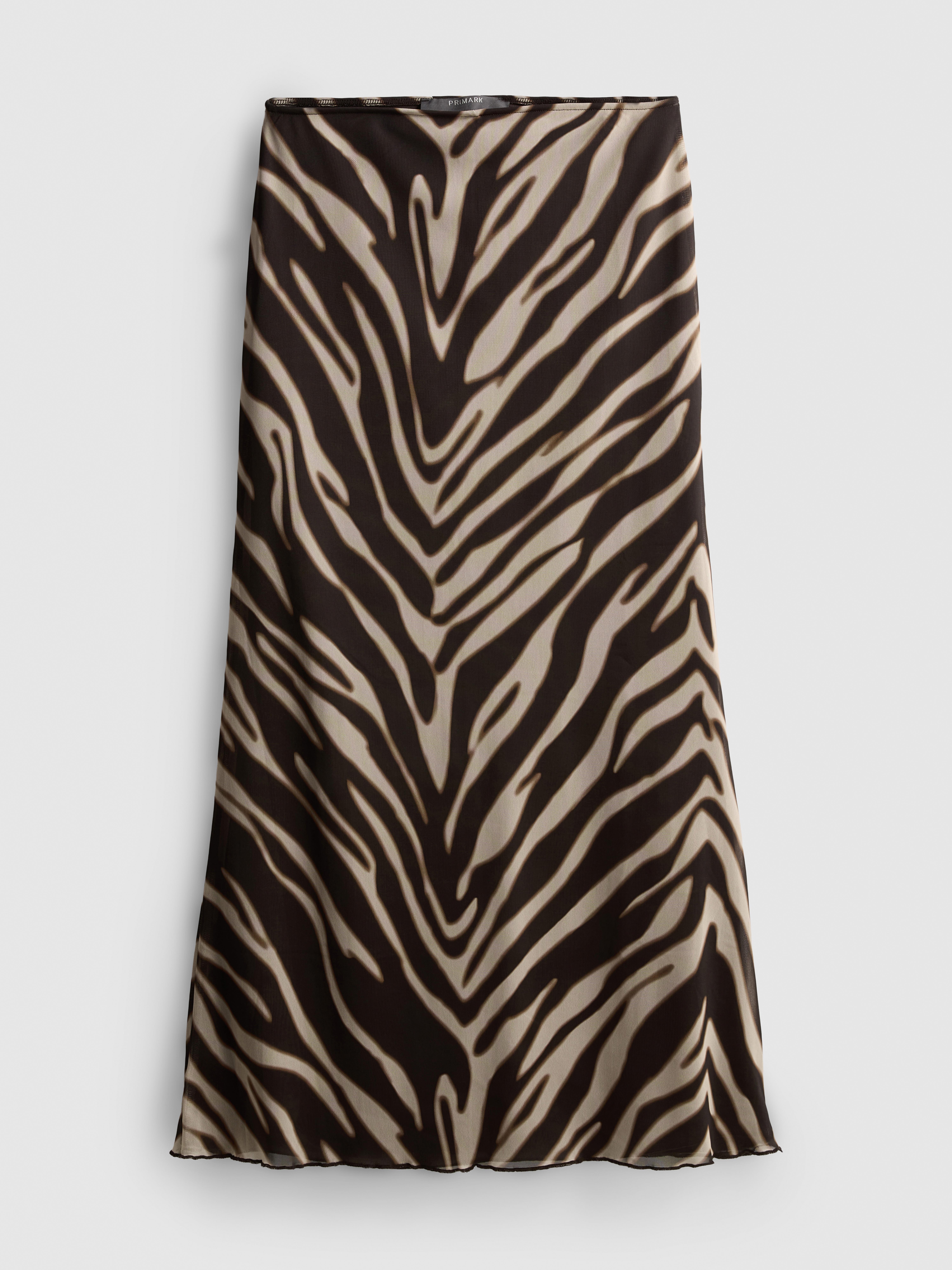 Maxigonna in rete con stampa animalier