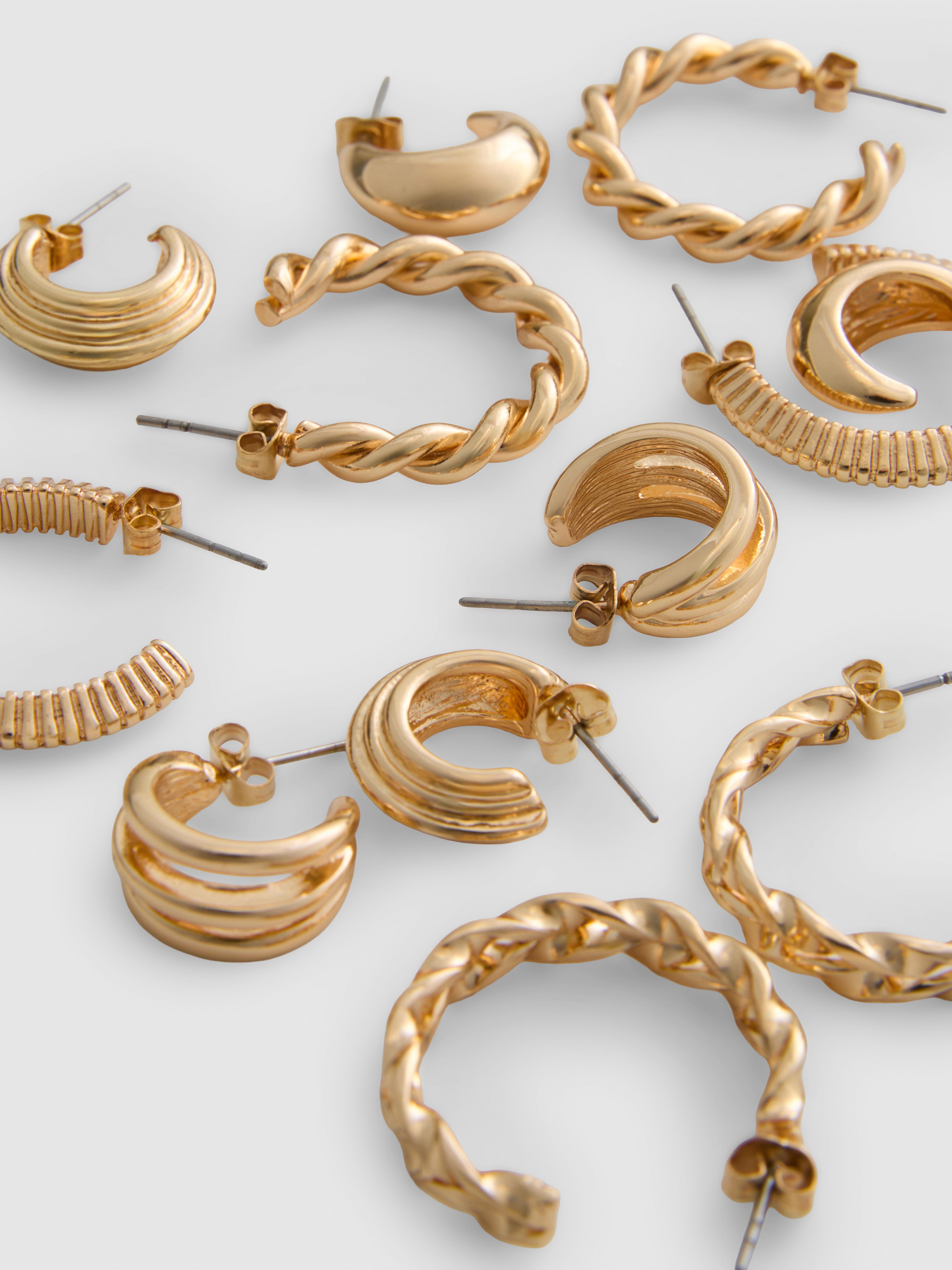 6pk Textured Hoop Earrings