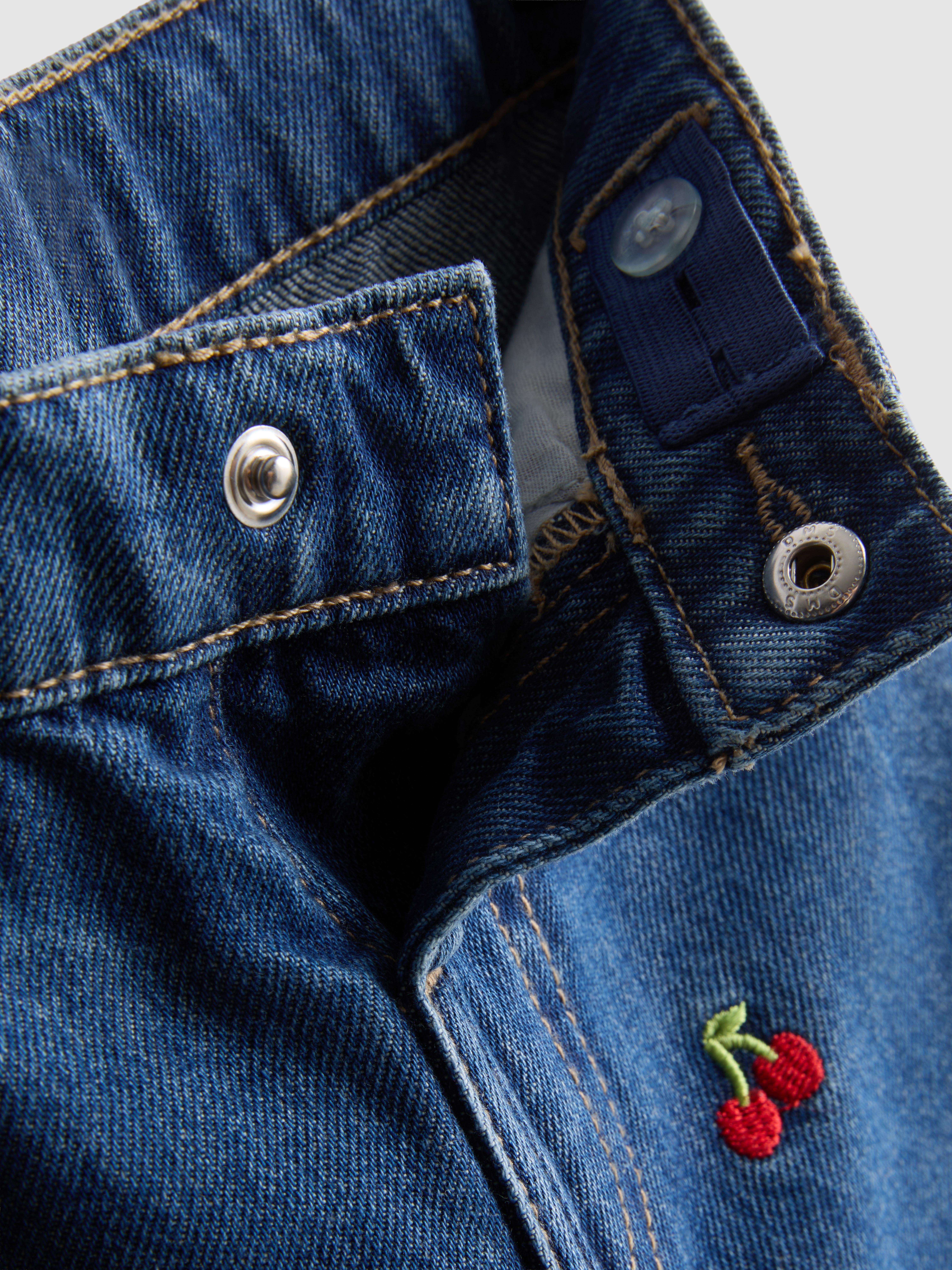 Girls Mid Blue 1-9yrs | Pure Cotton Ruffle Hem Wide Leg Jeans | Primark