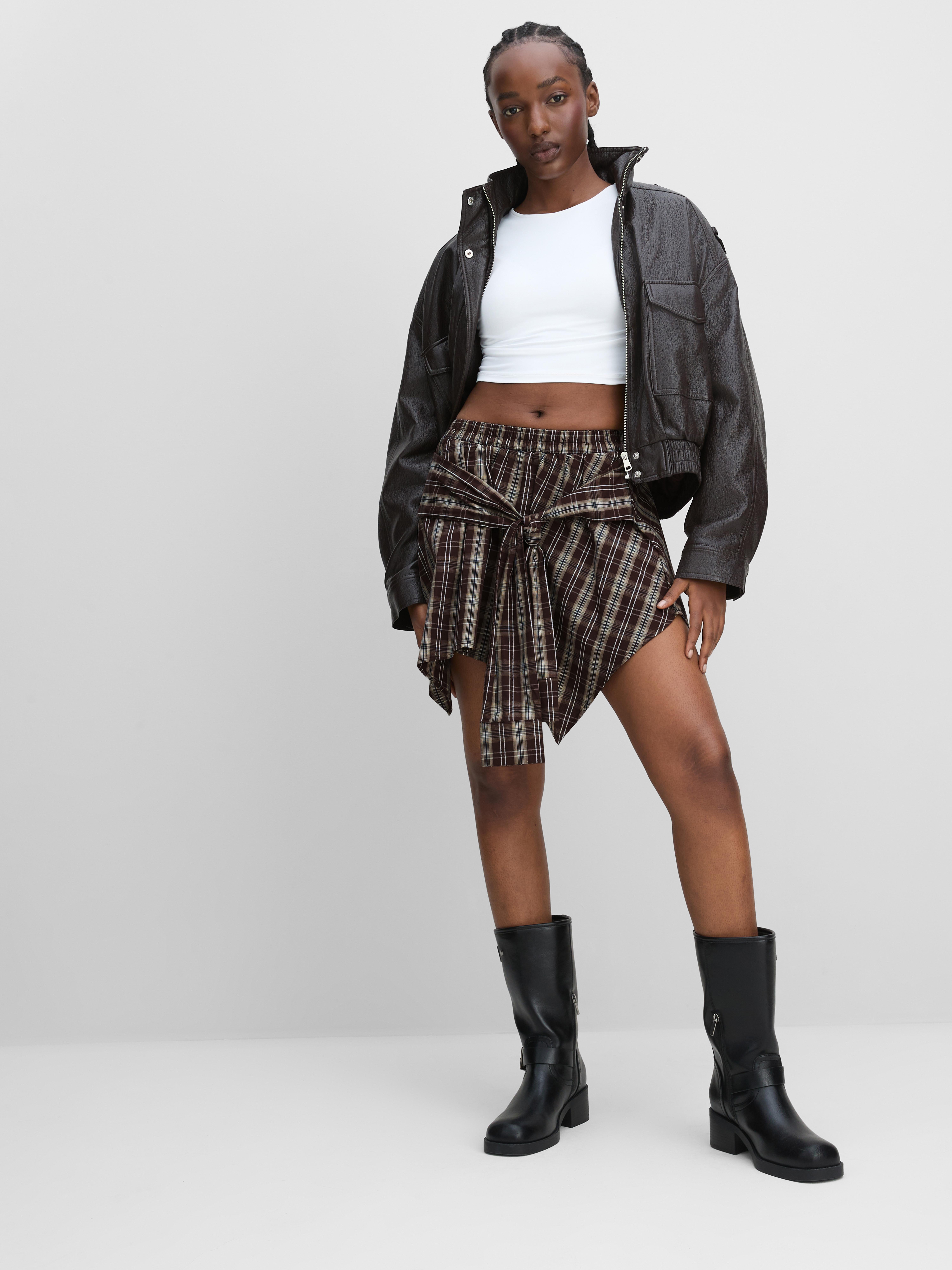 The Primark Scene | Asymmetric Tie Detail Check Mini Skirt