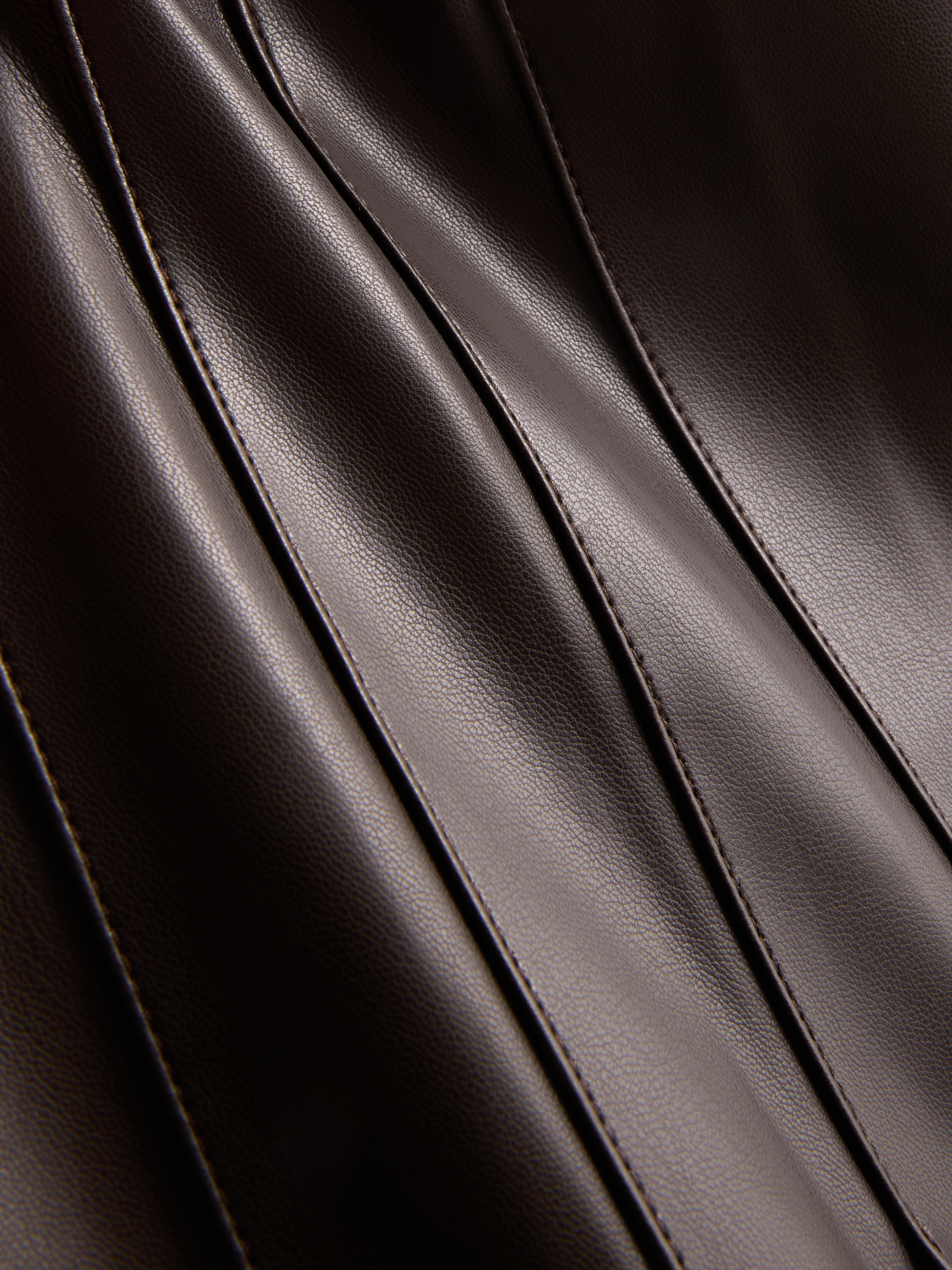 Faux Leather Pleated Midi Skirt