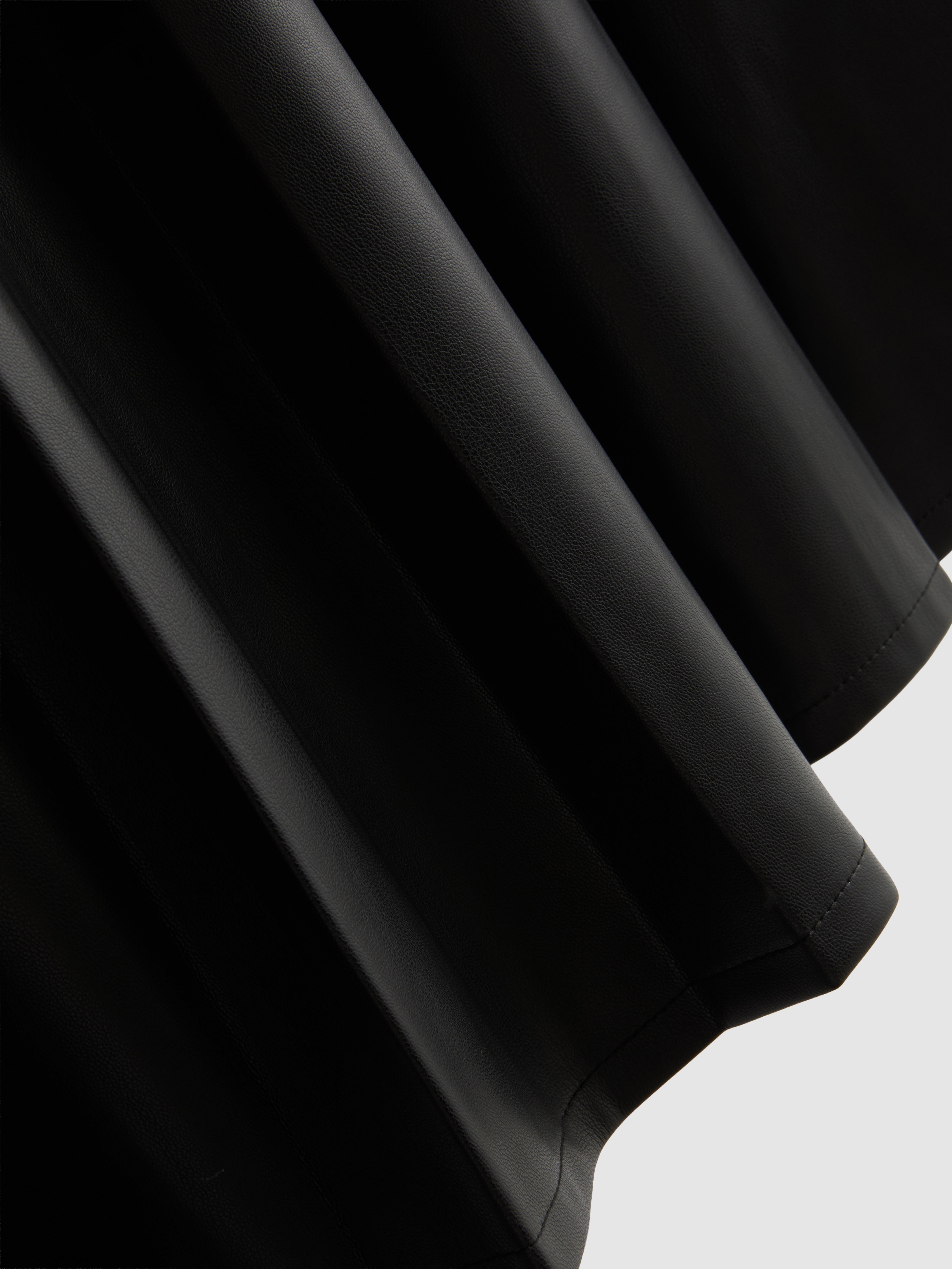 Faux Leather Pleated Midi Skirt