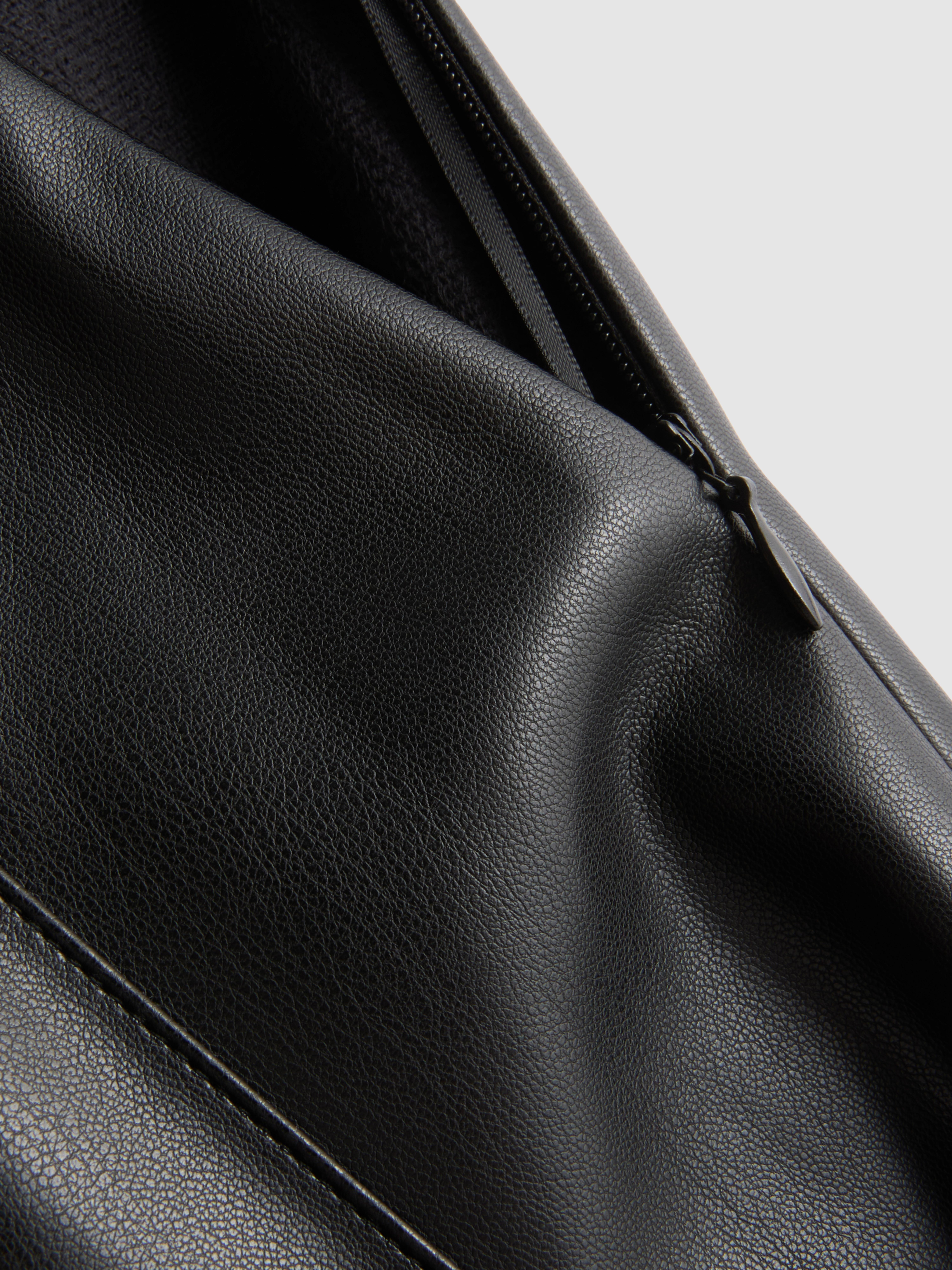 Faux Leather Pleated Midi Skirt