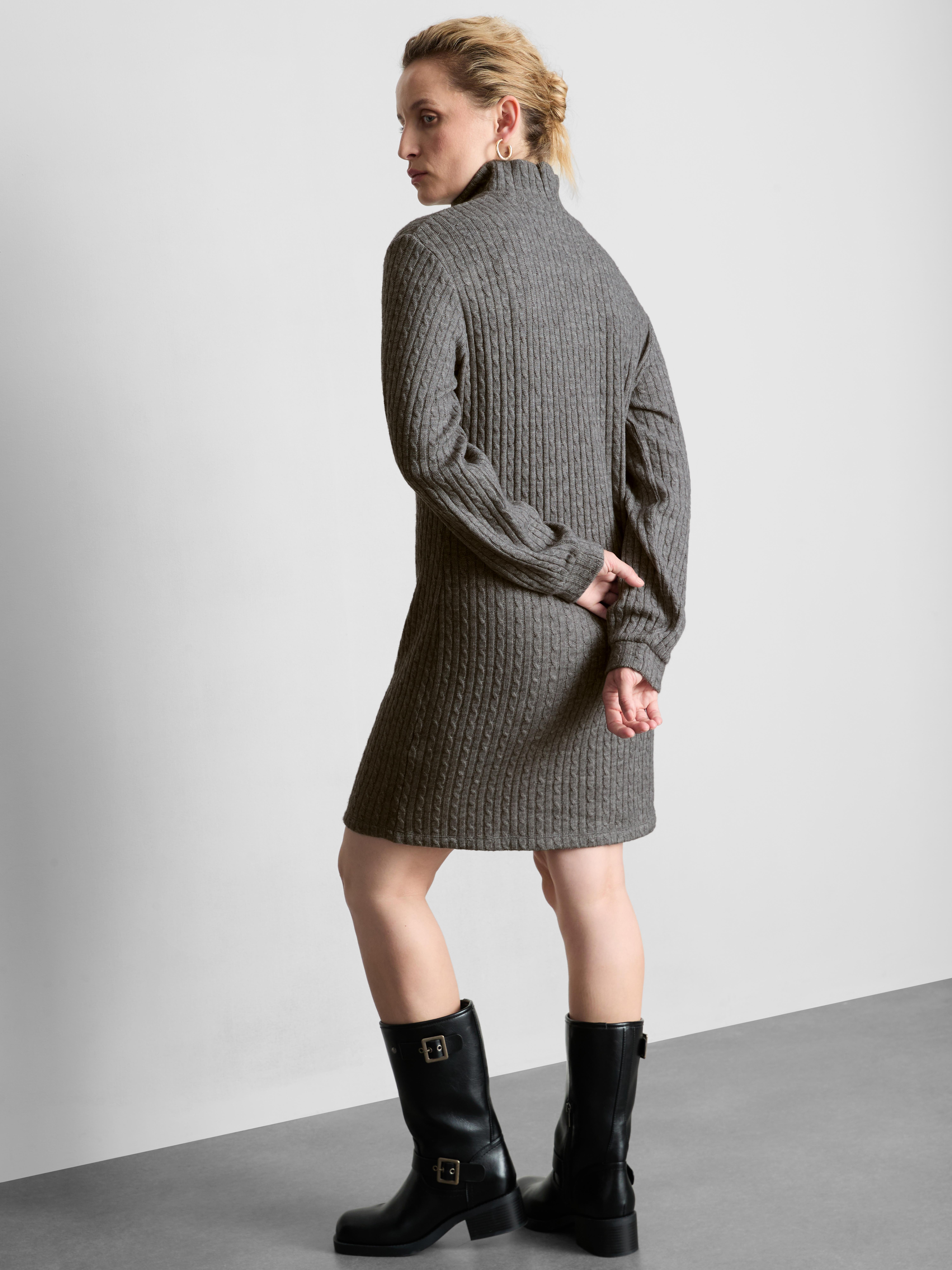Womens Grey Long Sleeve Cable Knit Mini Dress | Primark
