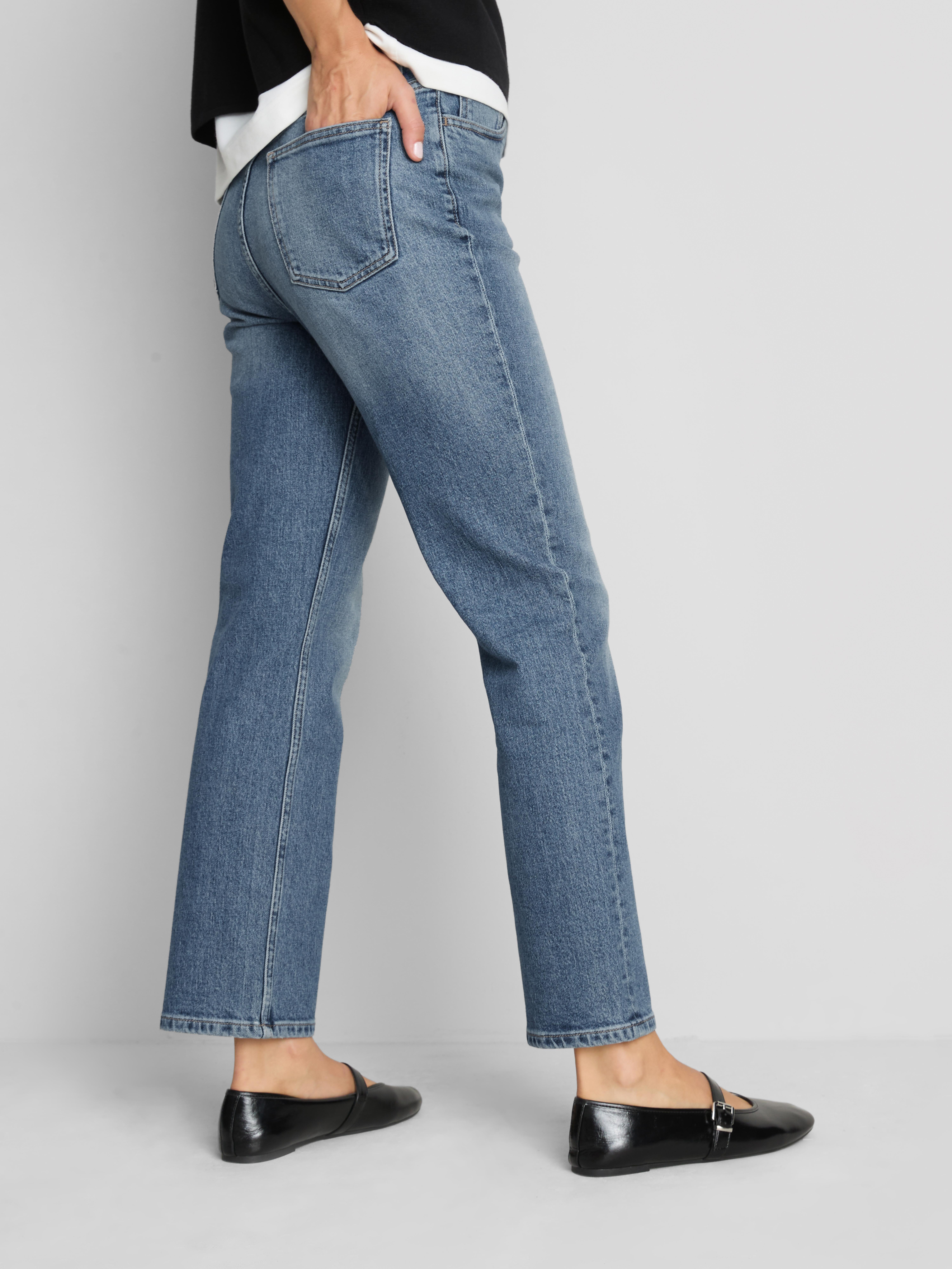 Vaqueros de talle alto y pernera recta - Azul medio - Mujer | Primark