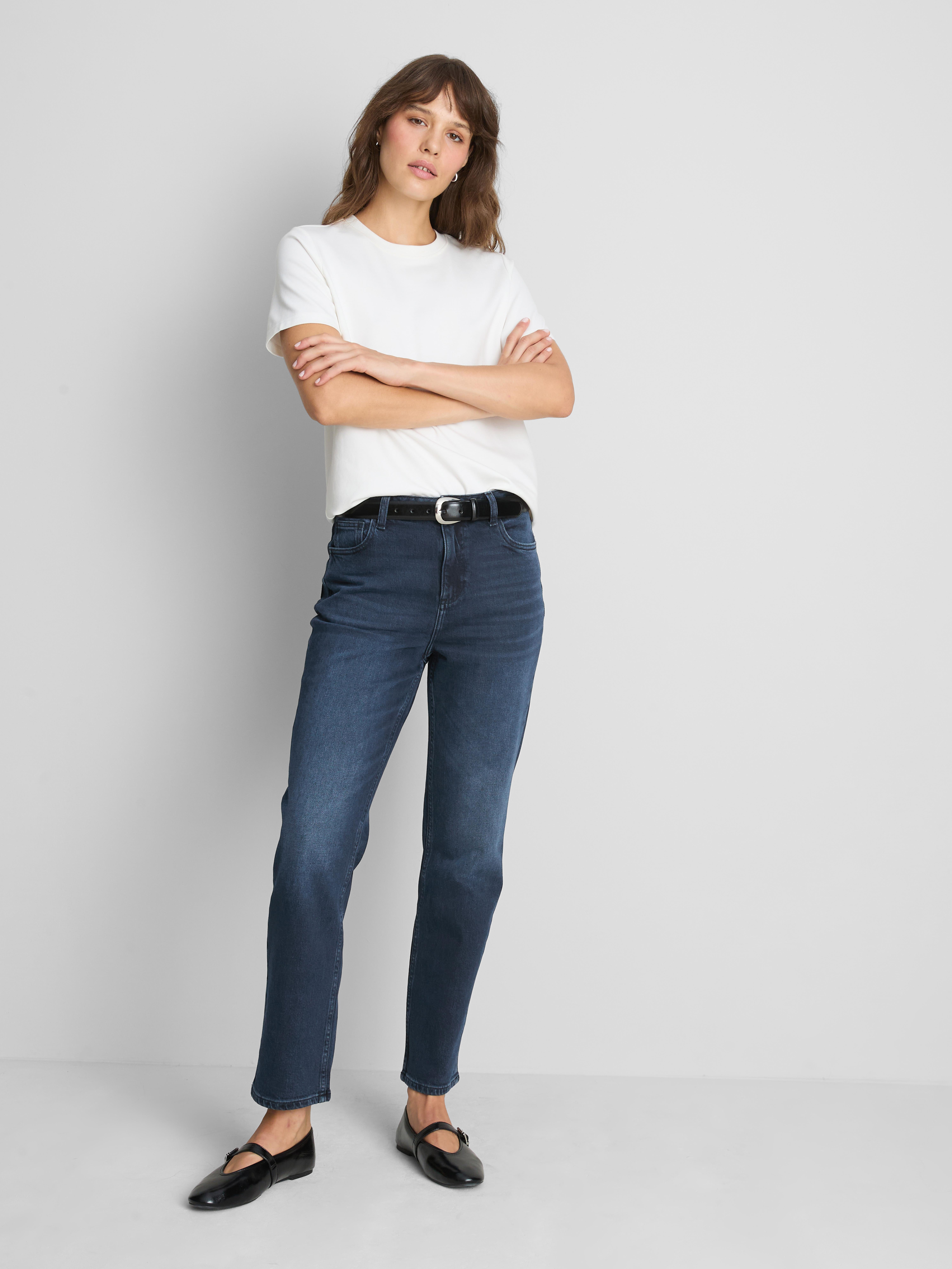 High-Waisted Straight-Leg Jeans