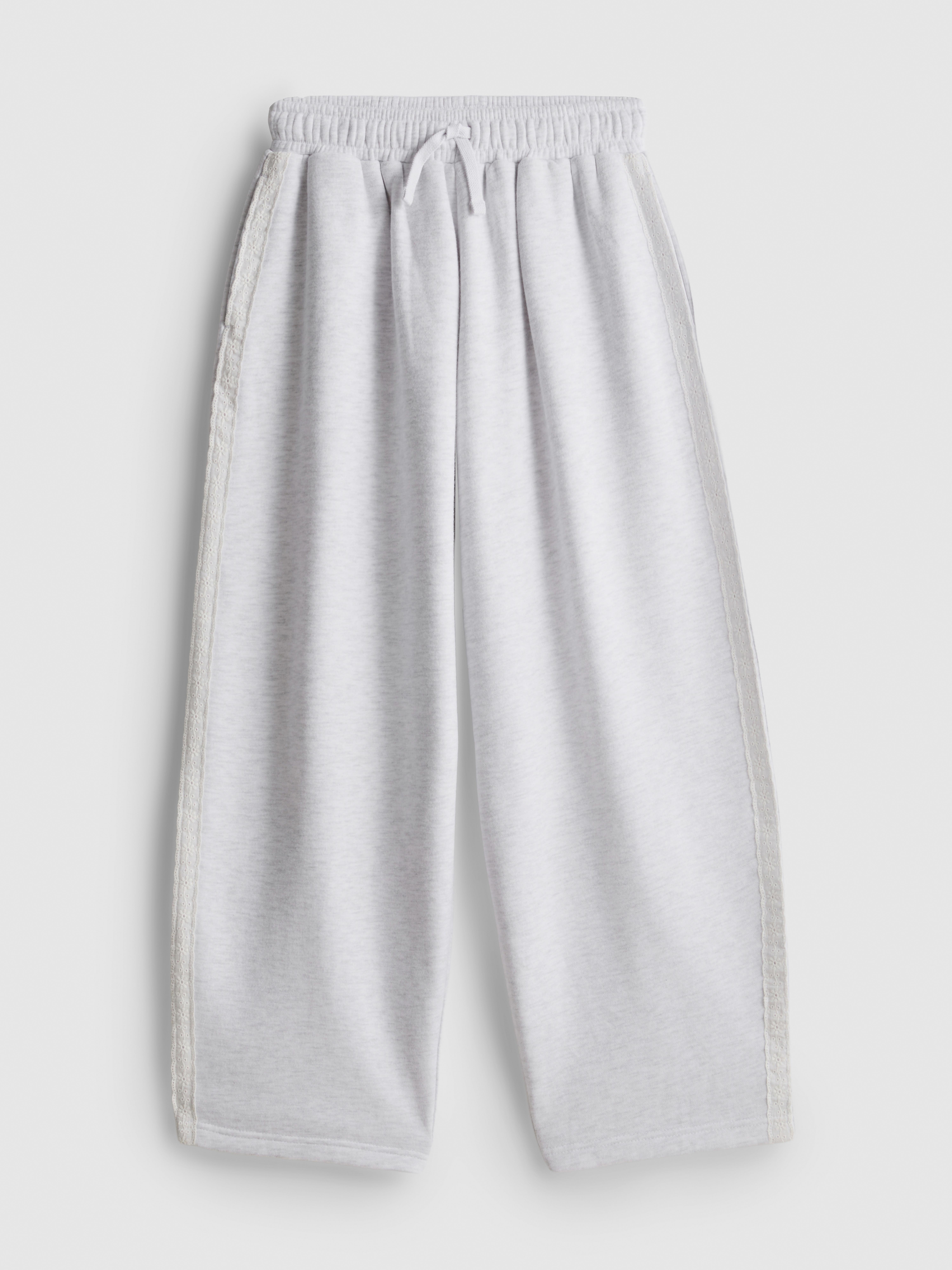 7-15yrs | Cotton-Rich Lace-Trim Wide-Leg Joggers