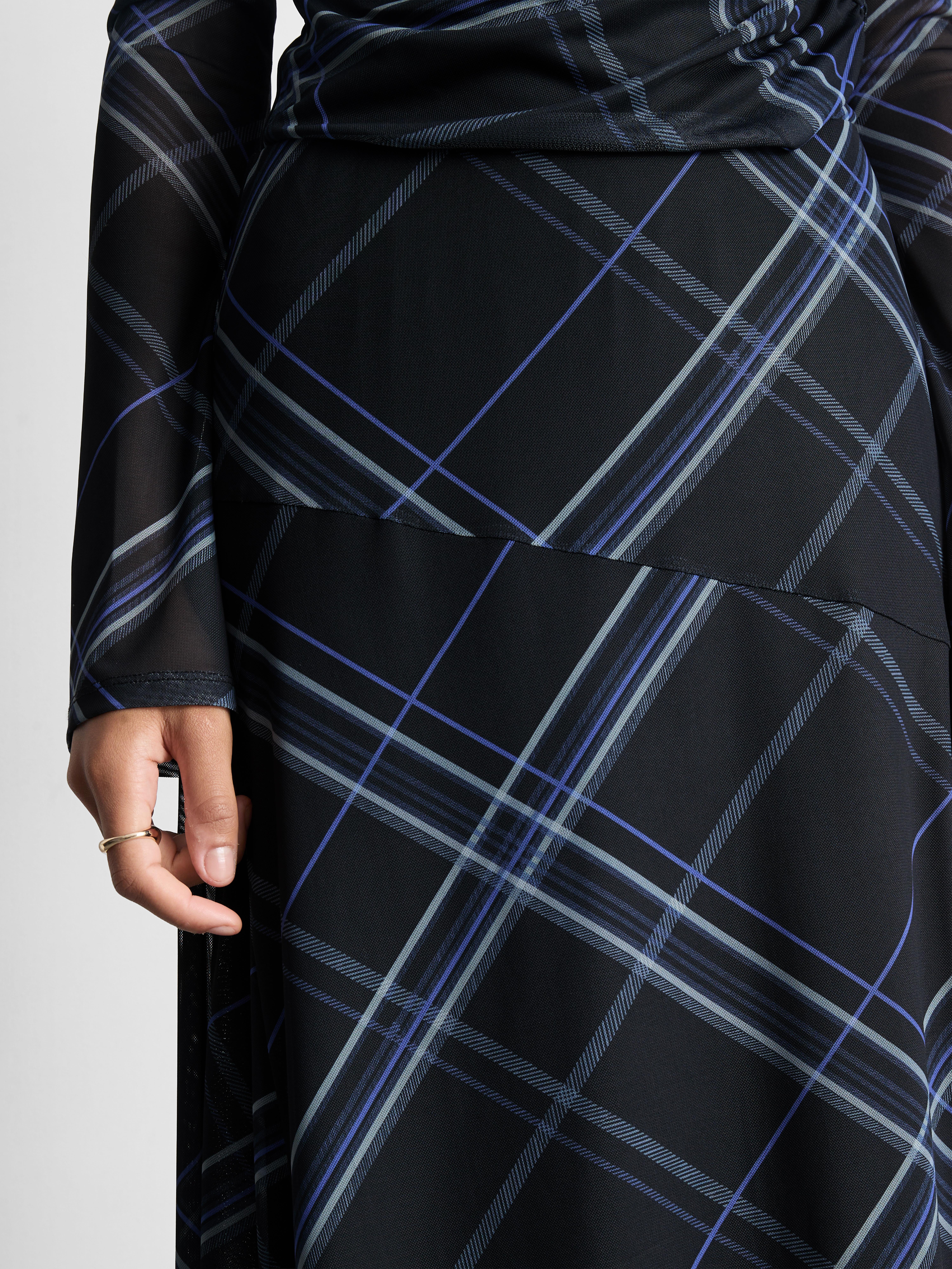 Plaid Asymmetrical Midi Skirt