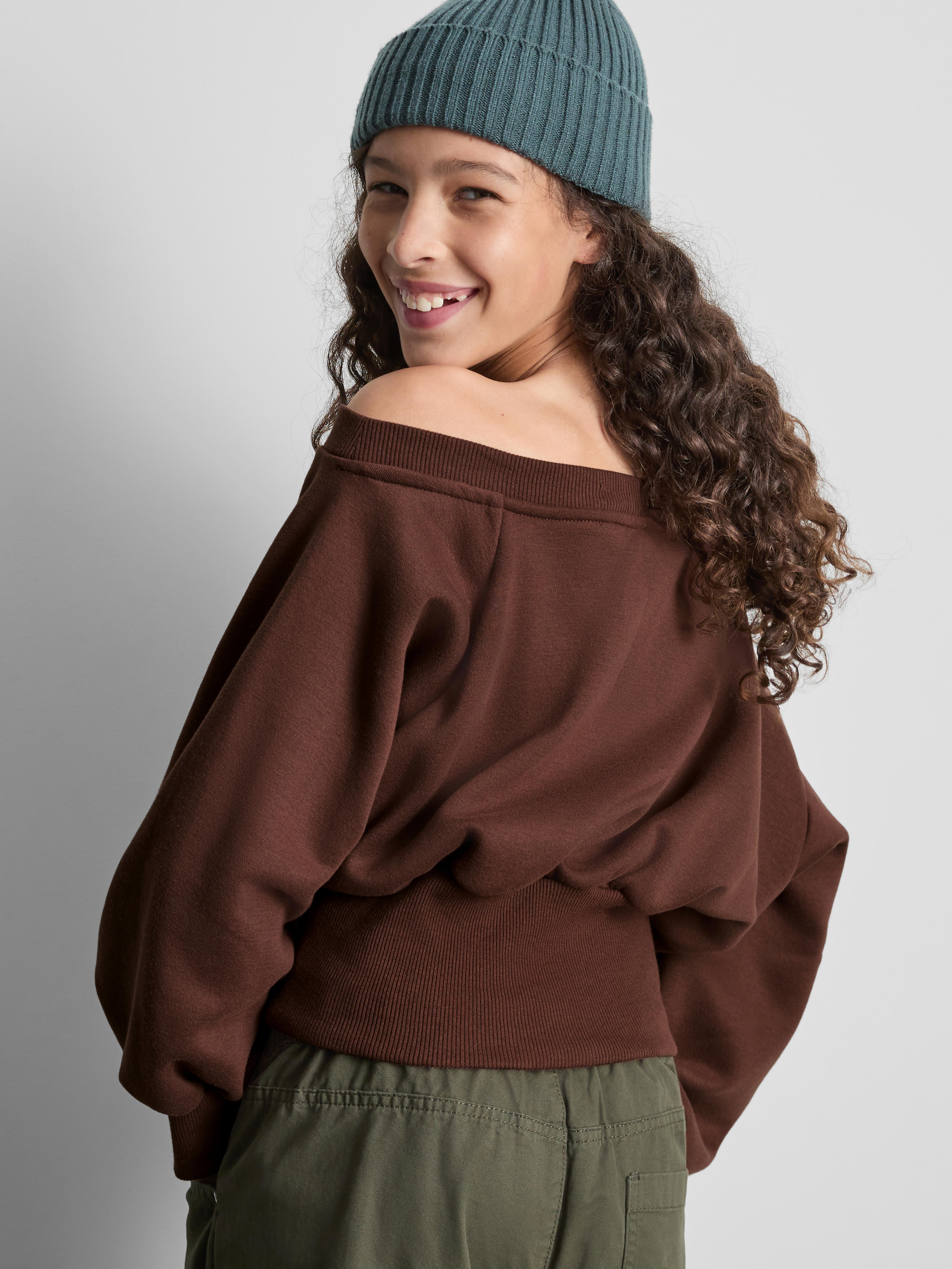 7-15yrs | Cotton-Rich Off-The-Shoulder Sweatshirt