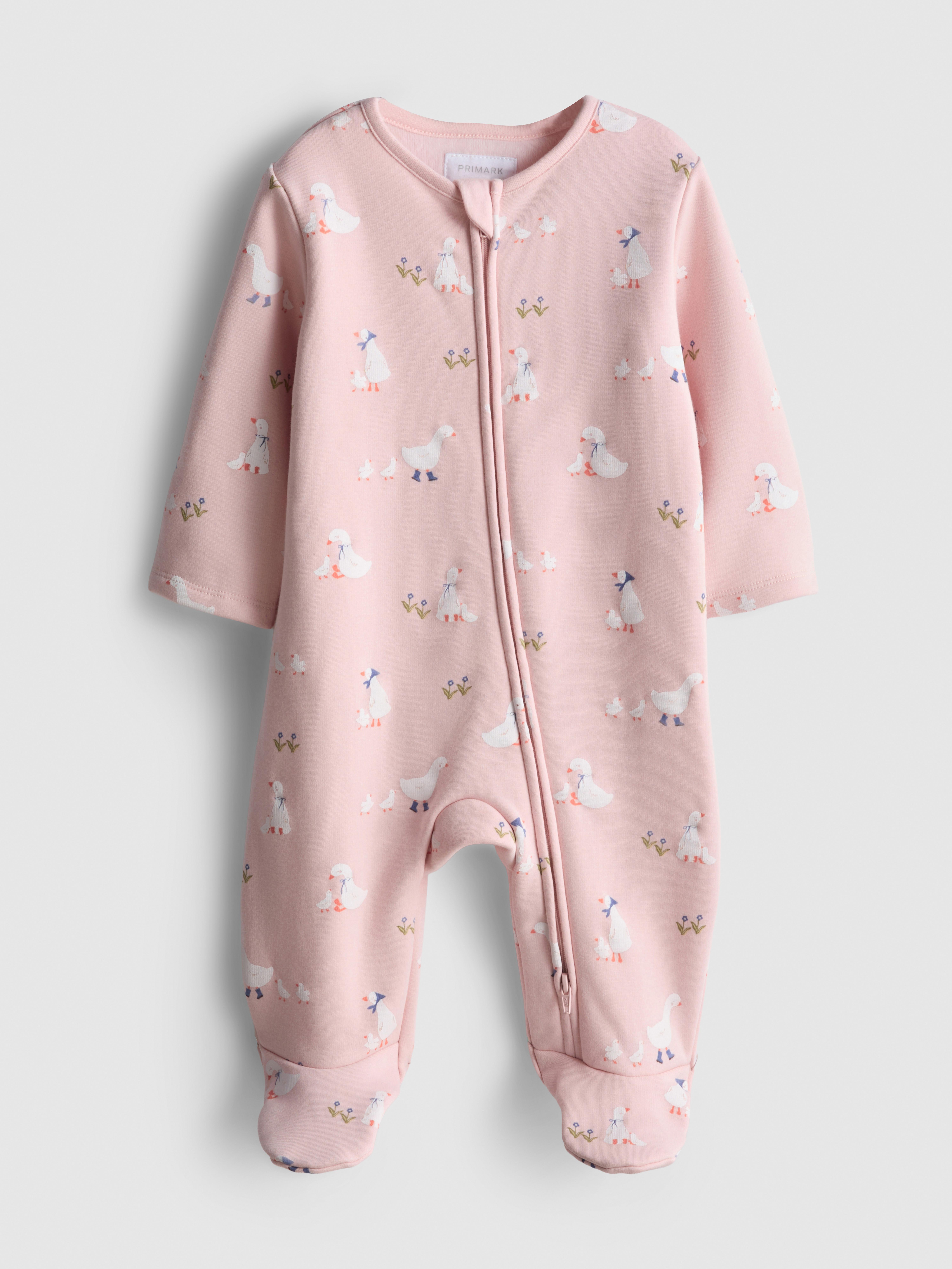 Baby Girls Light Pink 0-24mths | Goose Graphic Zip-Up Sleepsuit | Primark