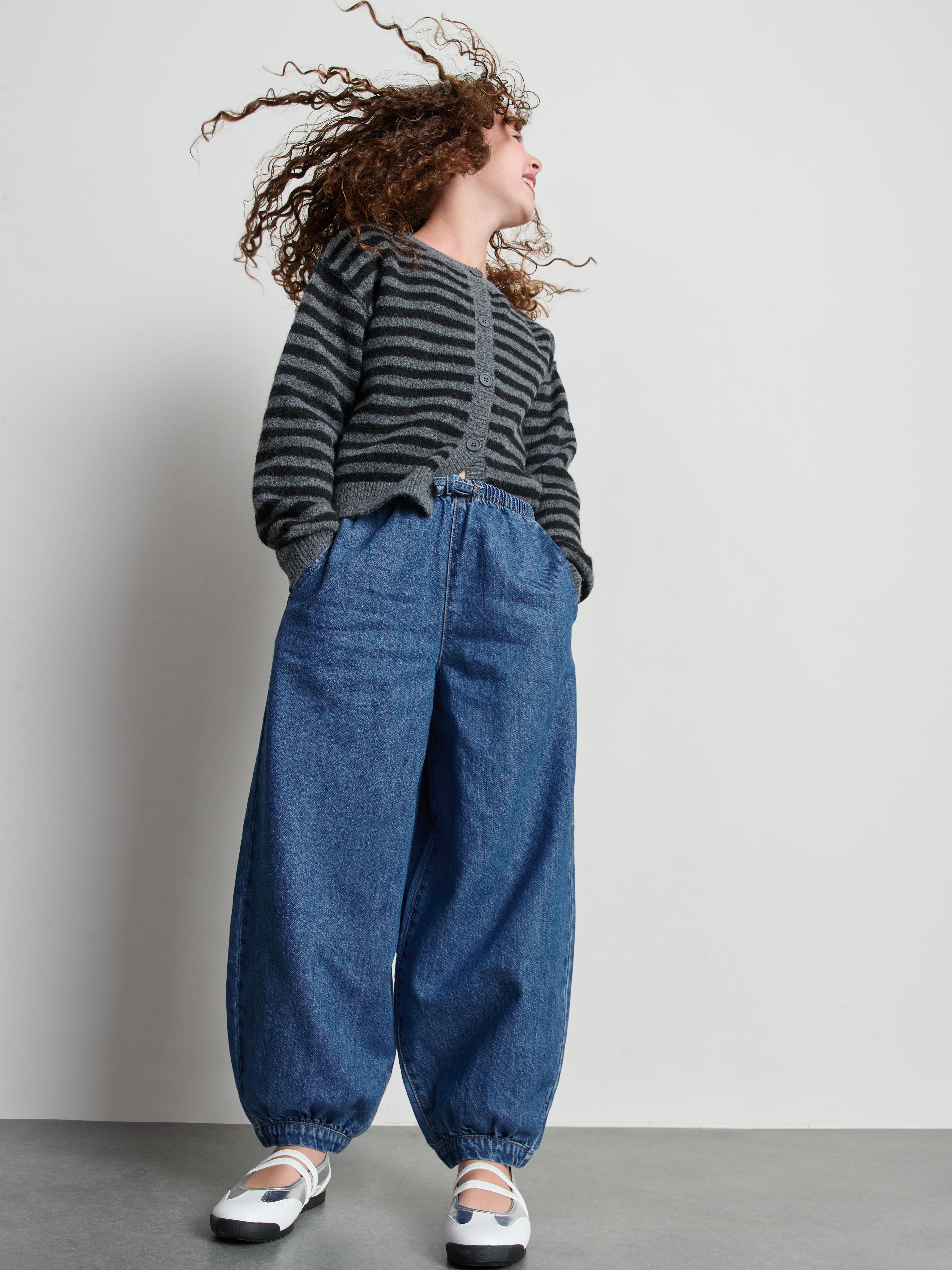 7-15yrs | Pure Cotton Cuffed Balloon Leg Jeans