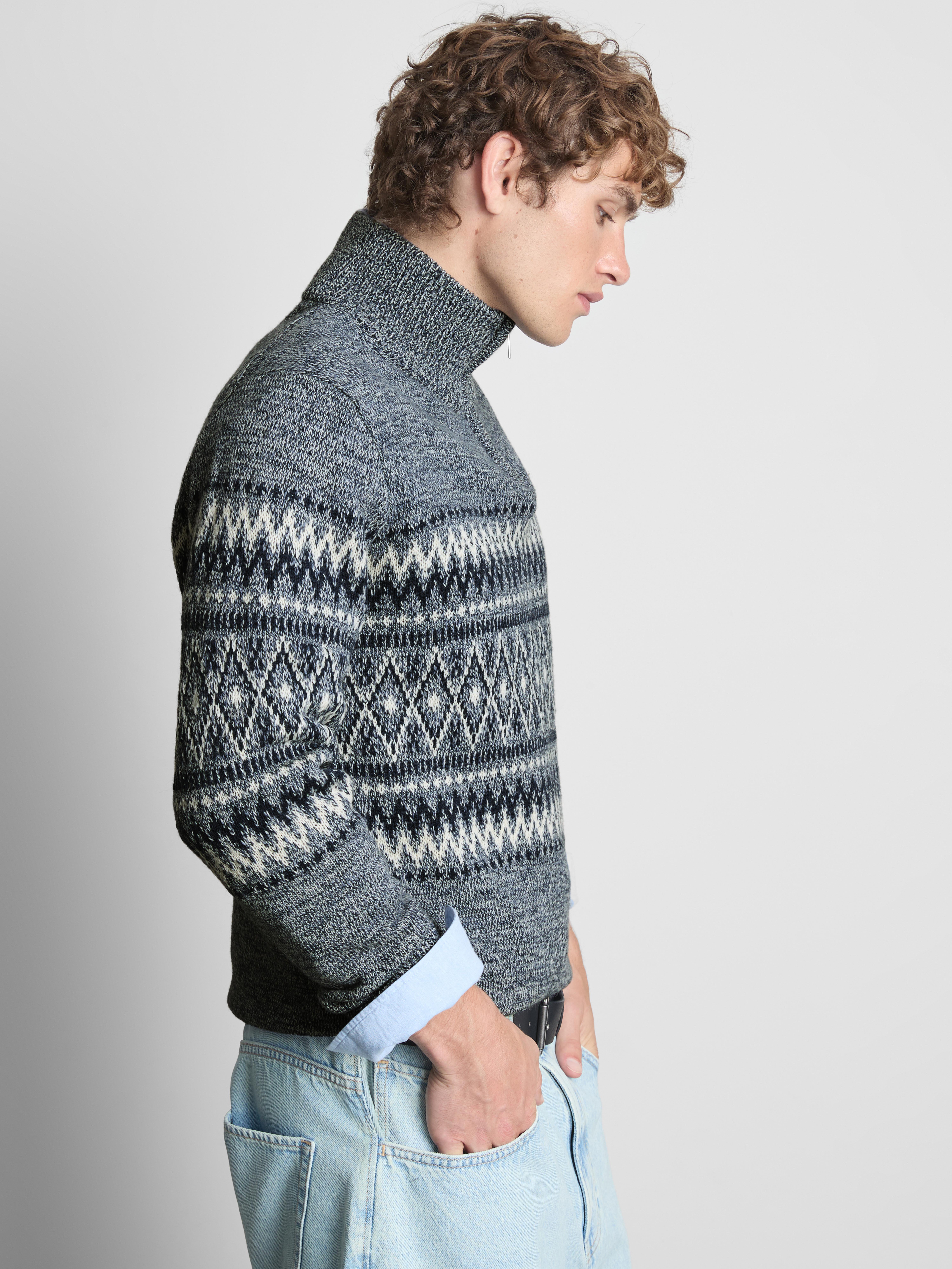 Fair Isle Half-Zip Knitted Sweater