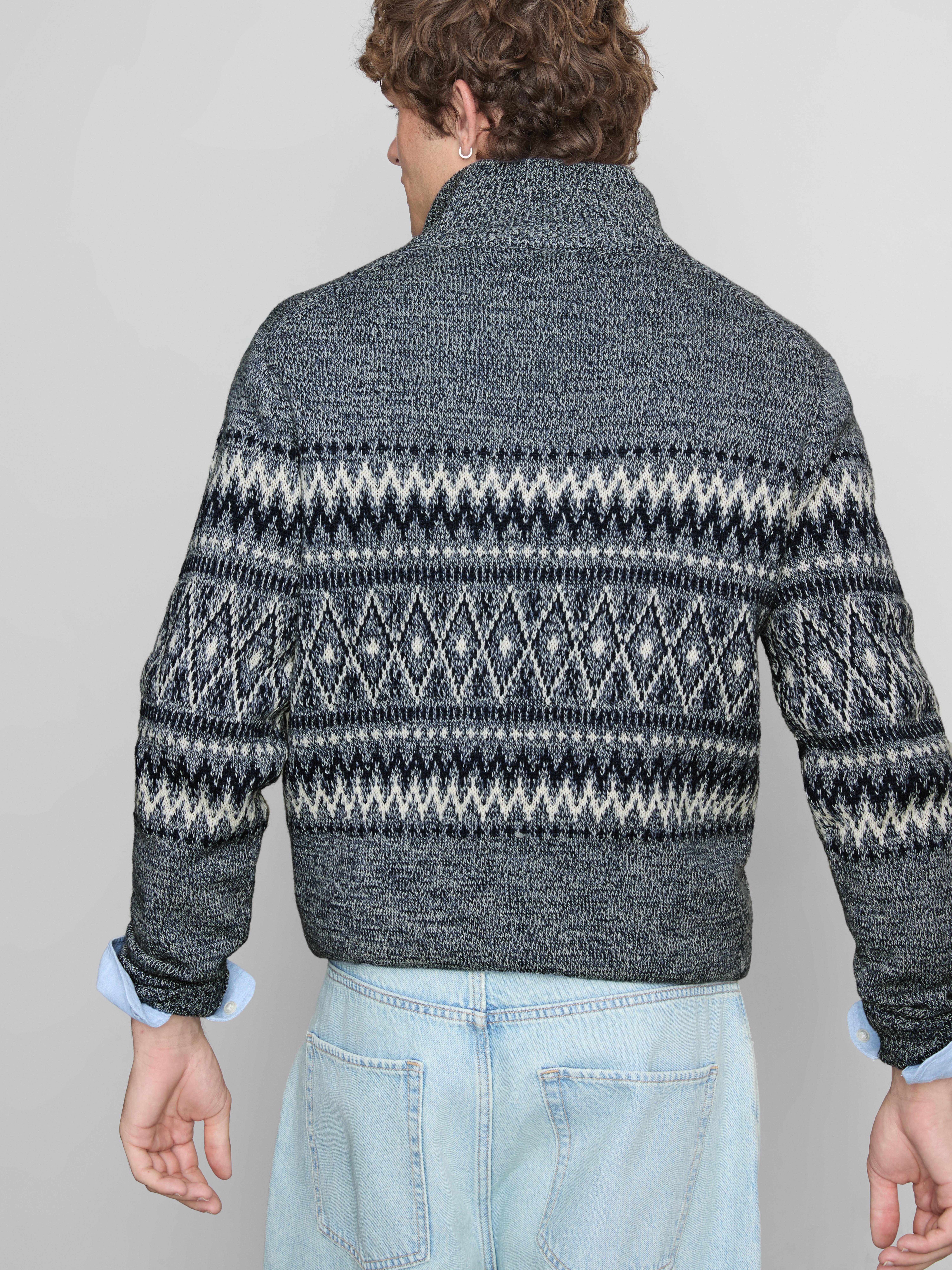 Fair Isle Half-Zip Knitted Sweater