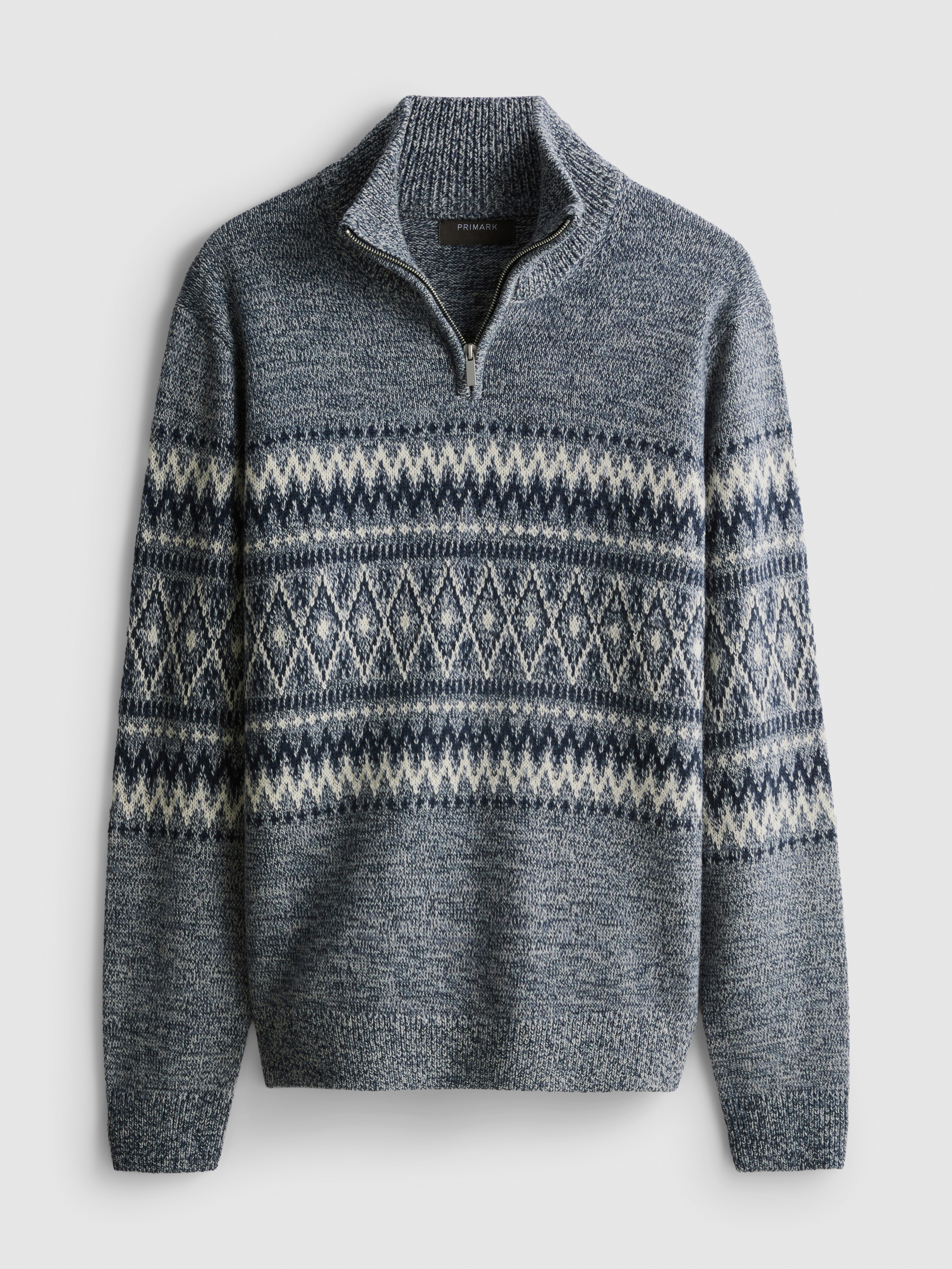Fair Isle Half-Zip Knitted Sweater