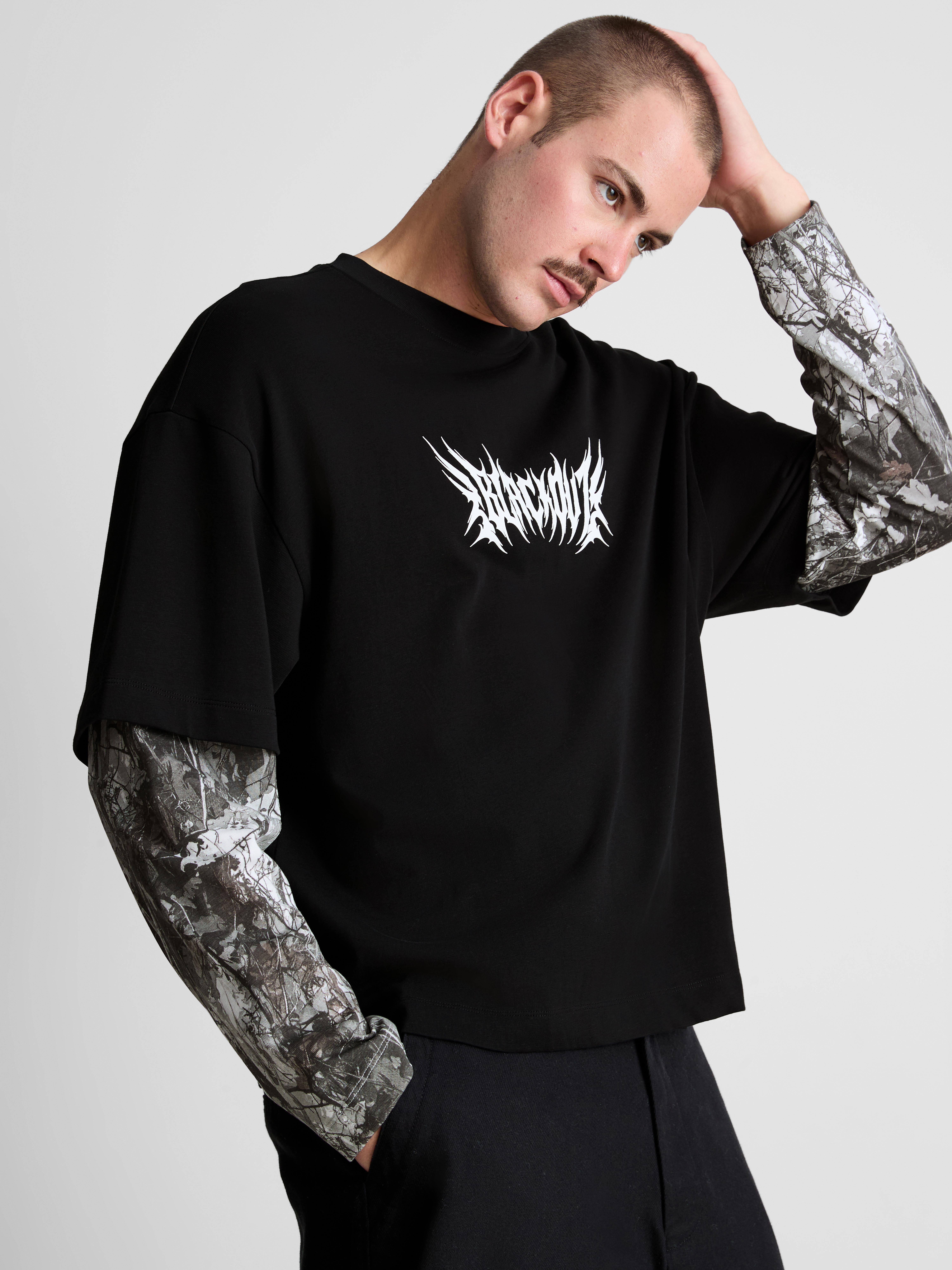 Layered-Look Graphic T-Shirt