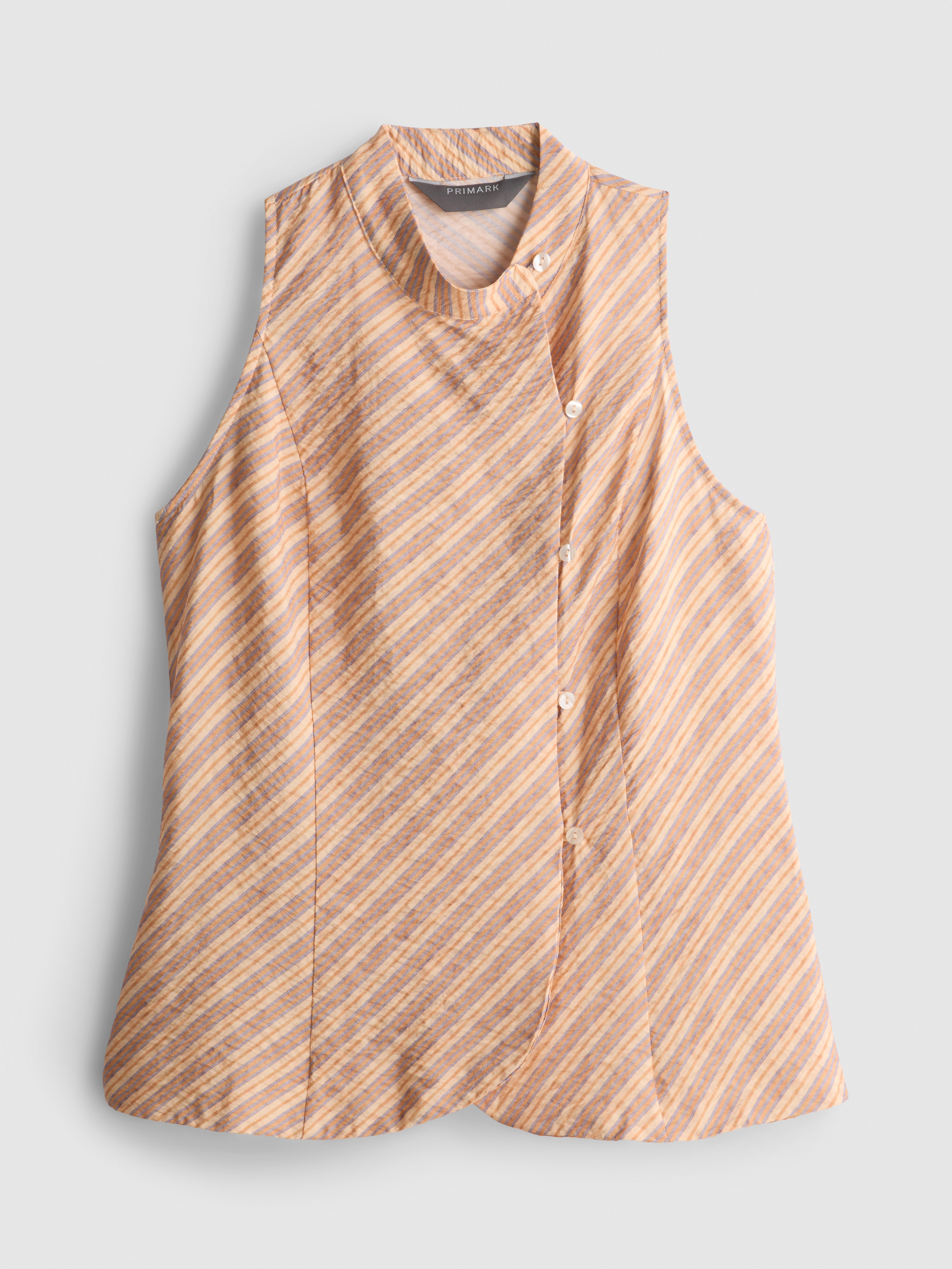Striped Mandarin Collar Blouse