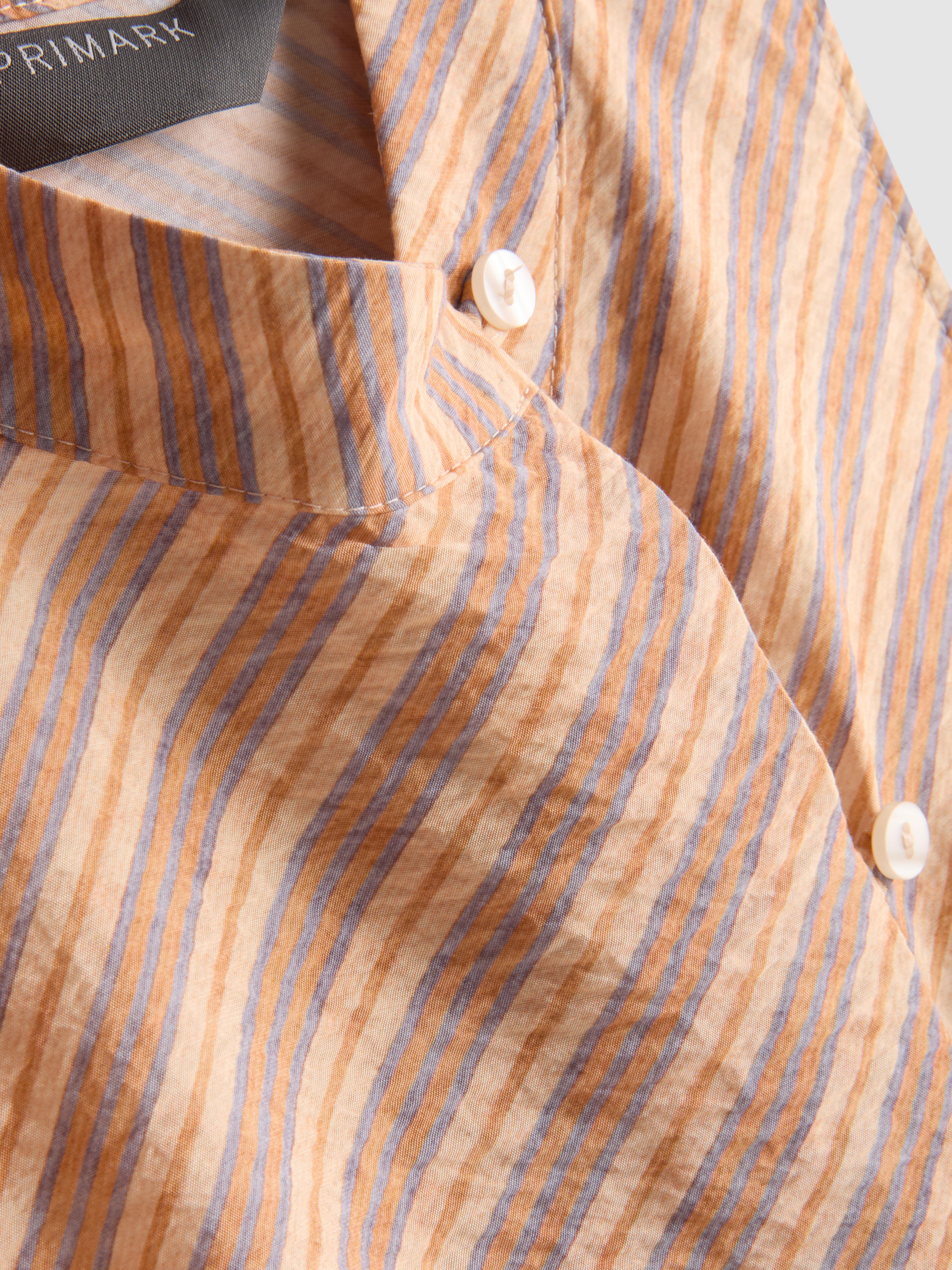 Striped Mandarin Collar Blouse