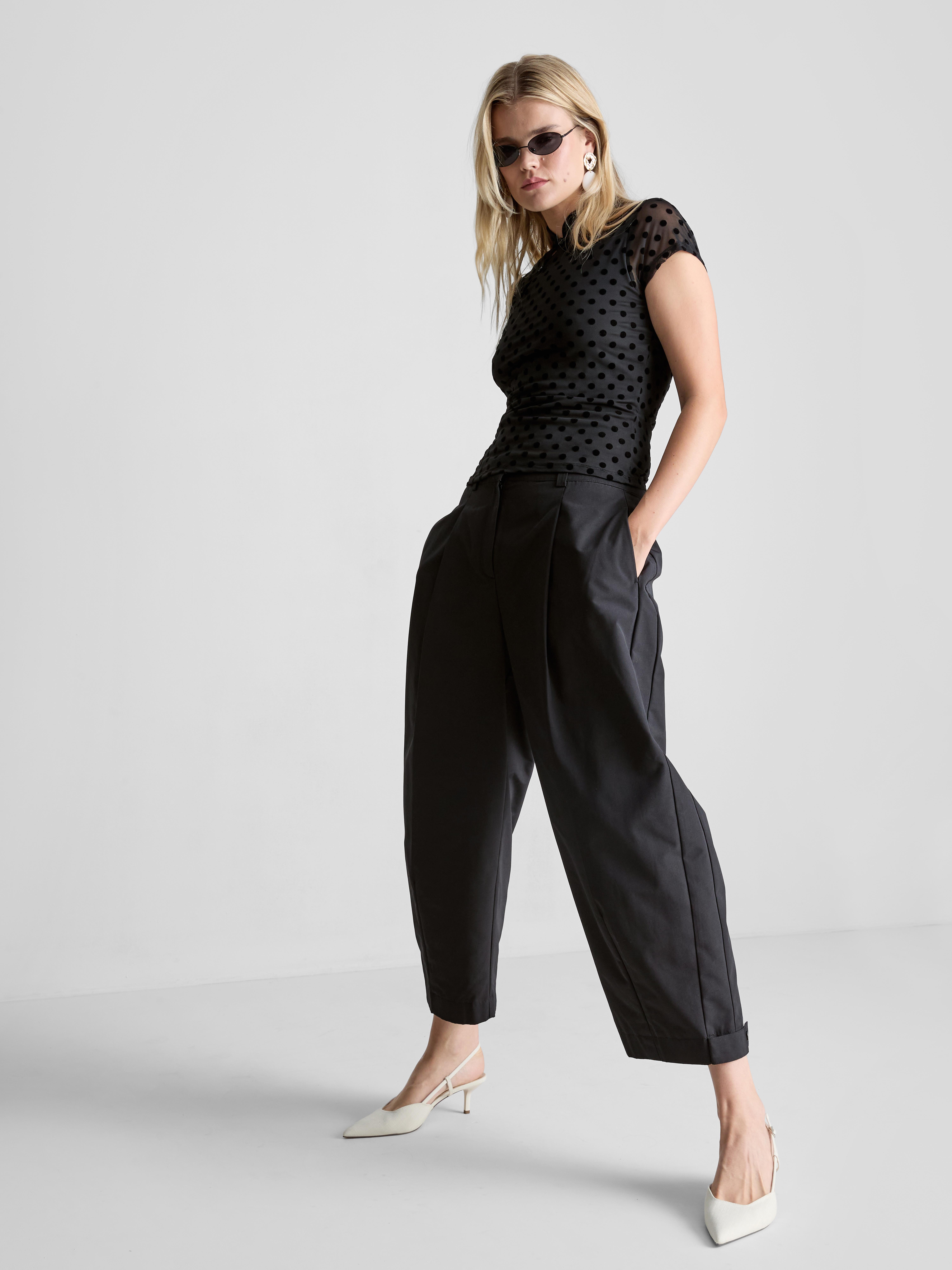 Mandarin Collar Polka Dot Top