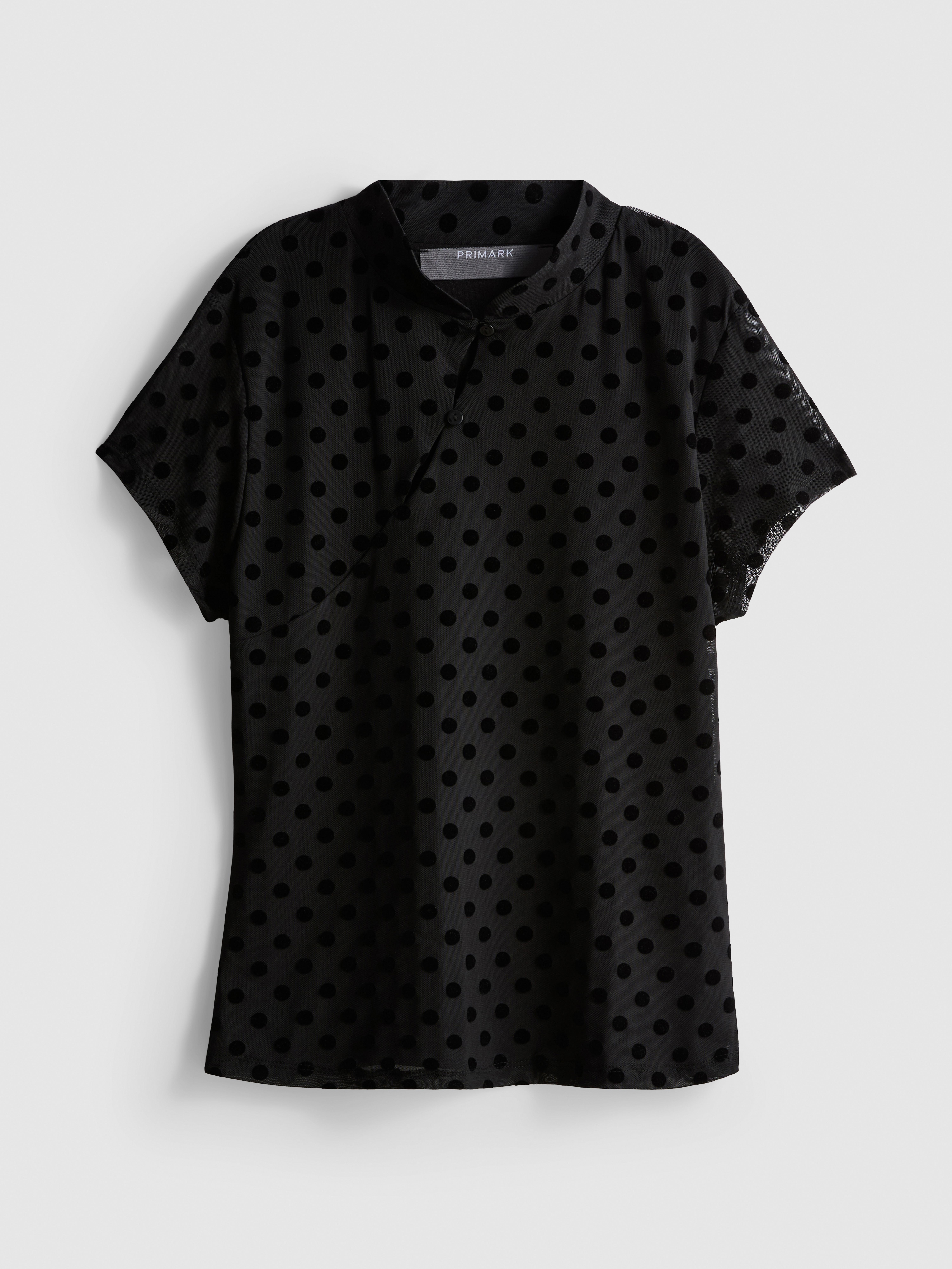 Mandarin Collar Polka Dot Top