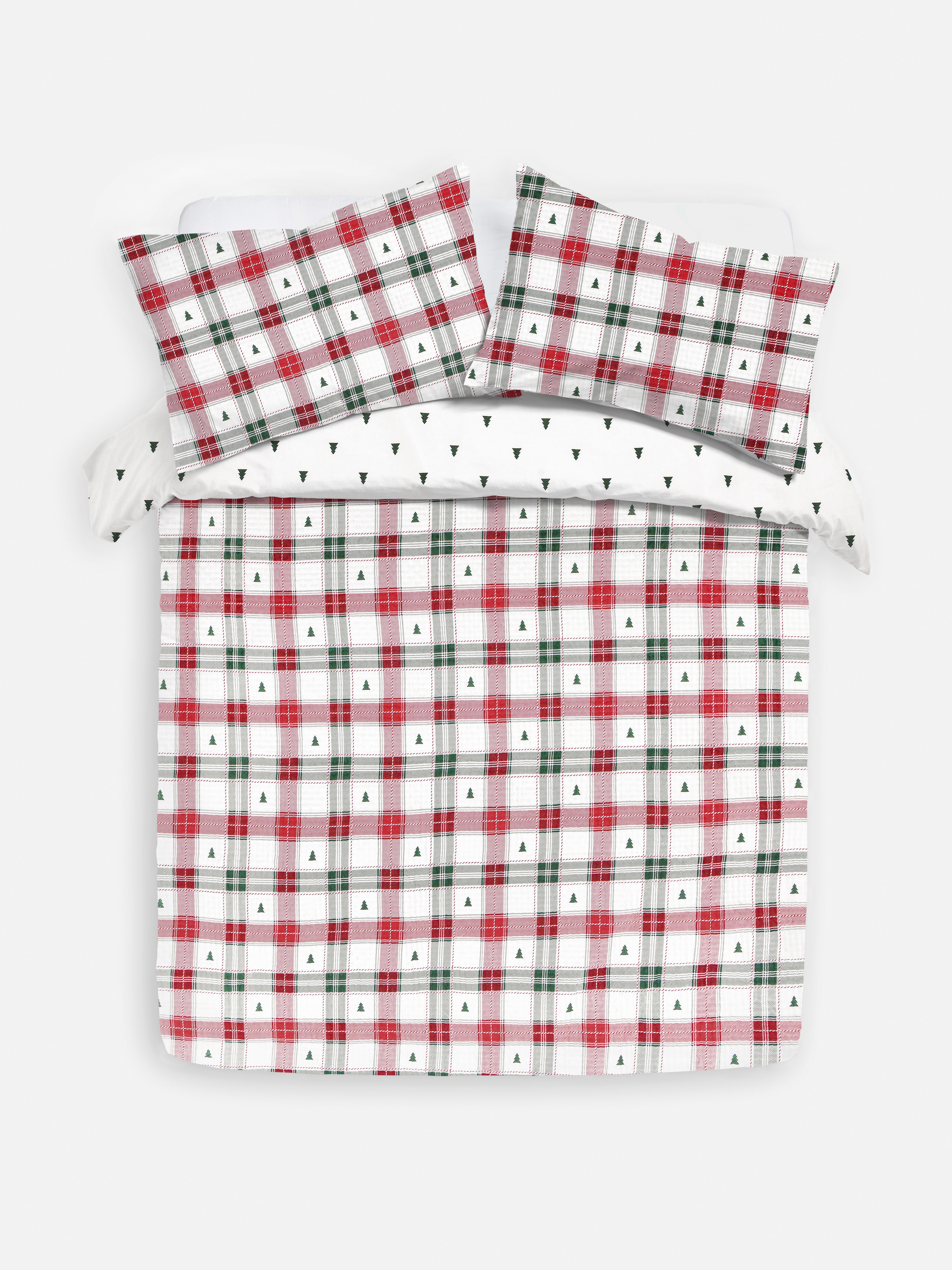 Weihnachts-Bettwäsche Schottenkaro, Kingsize - Grün