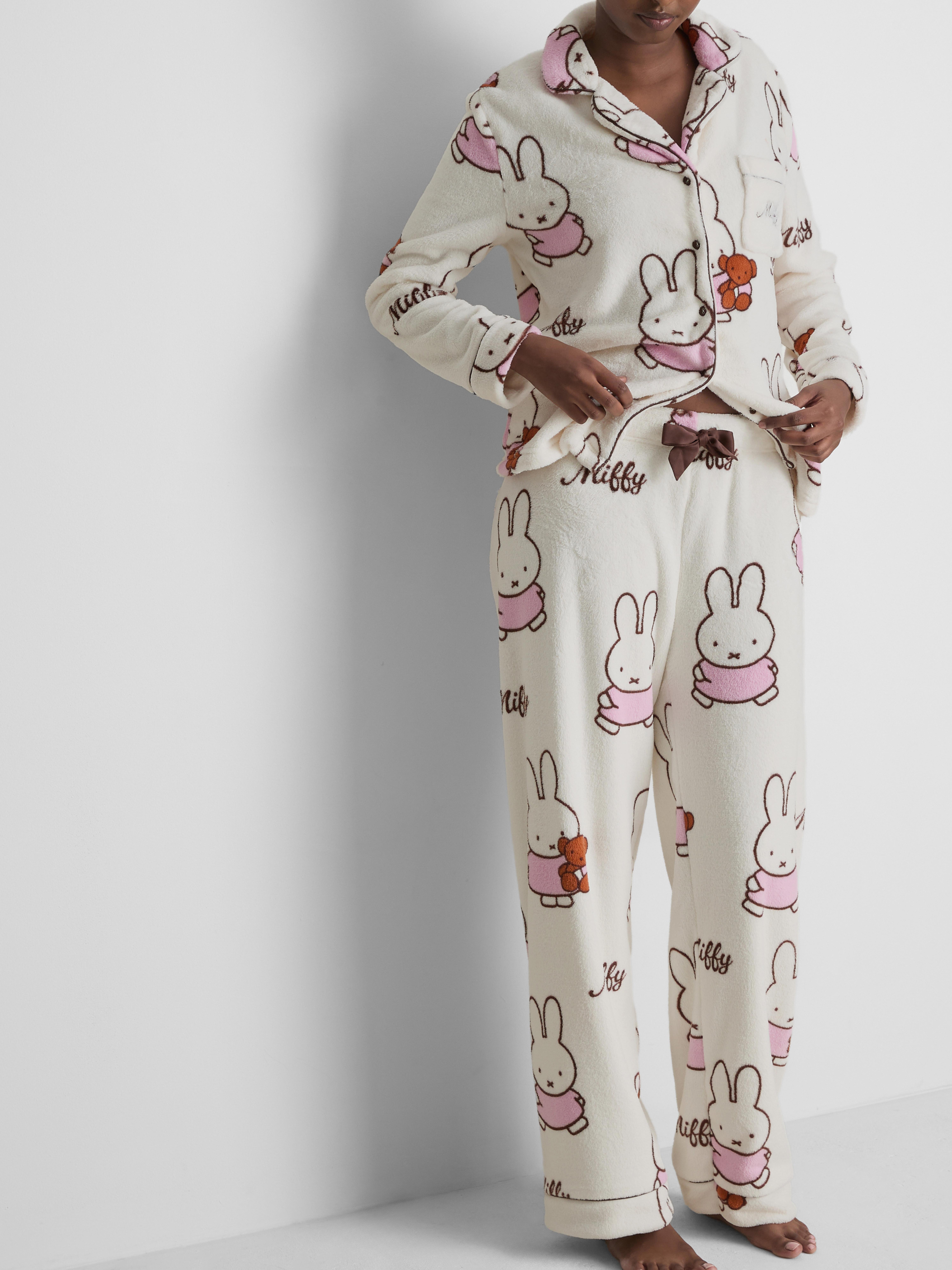 Miffy Plush Graphic Wide Leg Pajama Bottoms