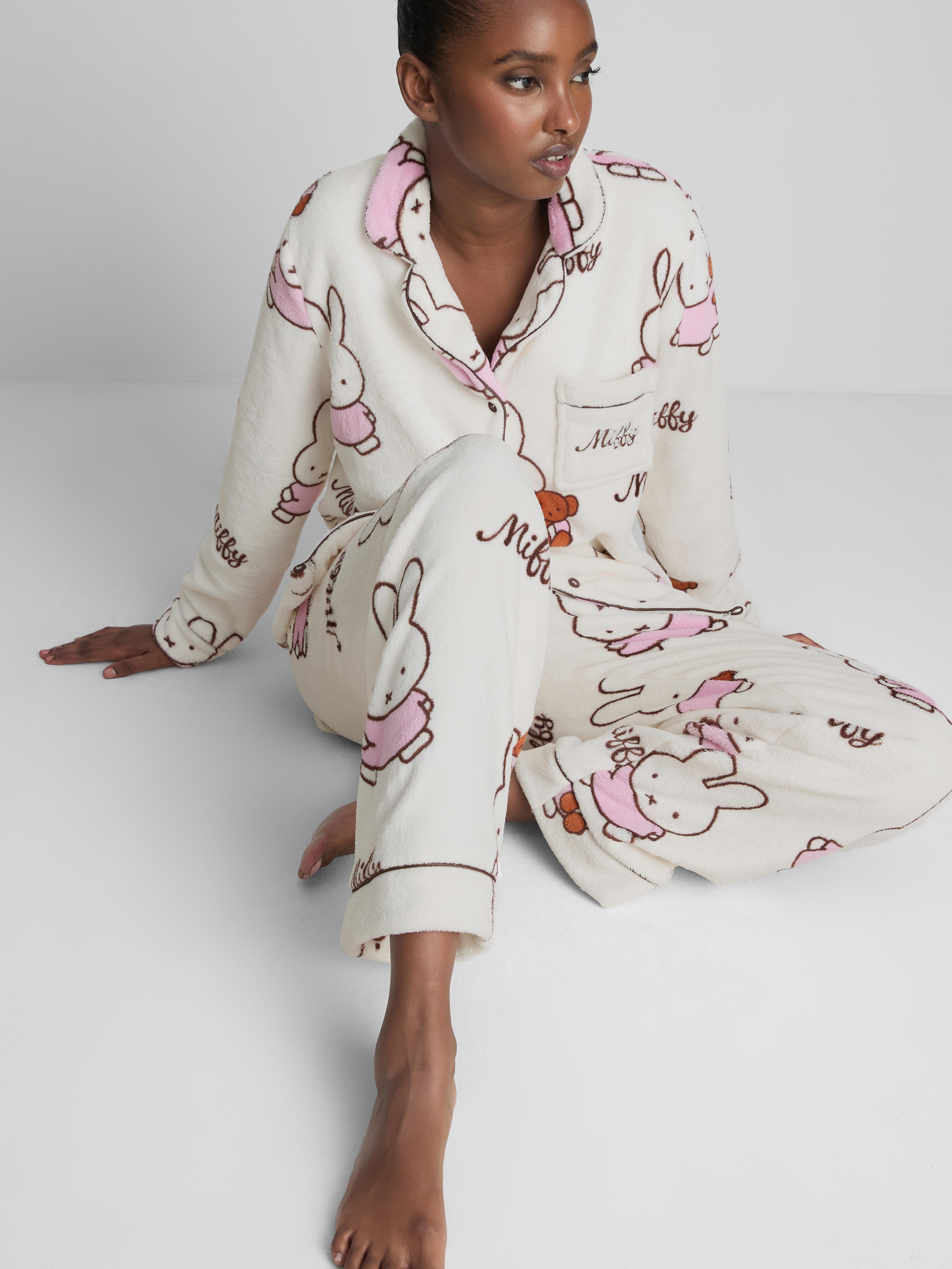 Miffy Plush Graphic Wide Leg Pajama Bottoms