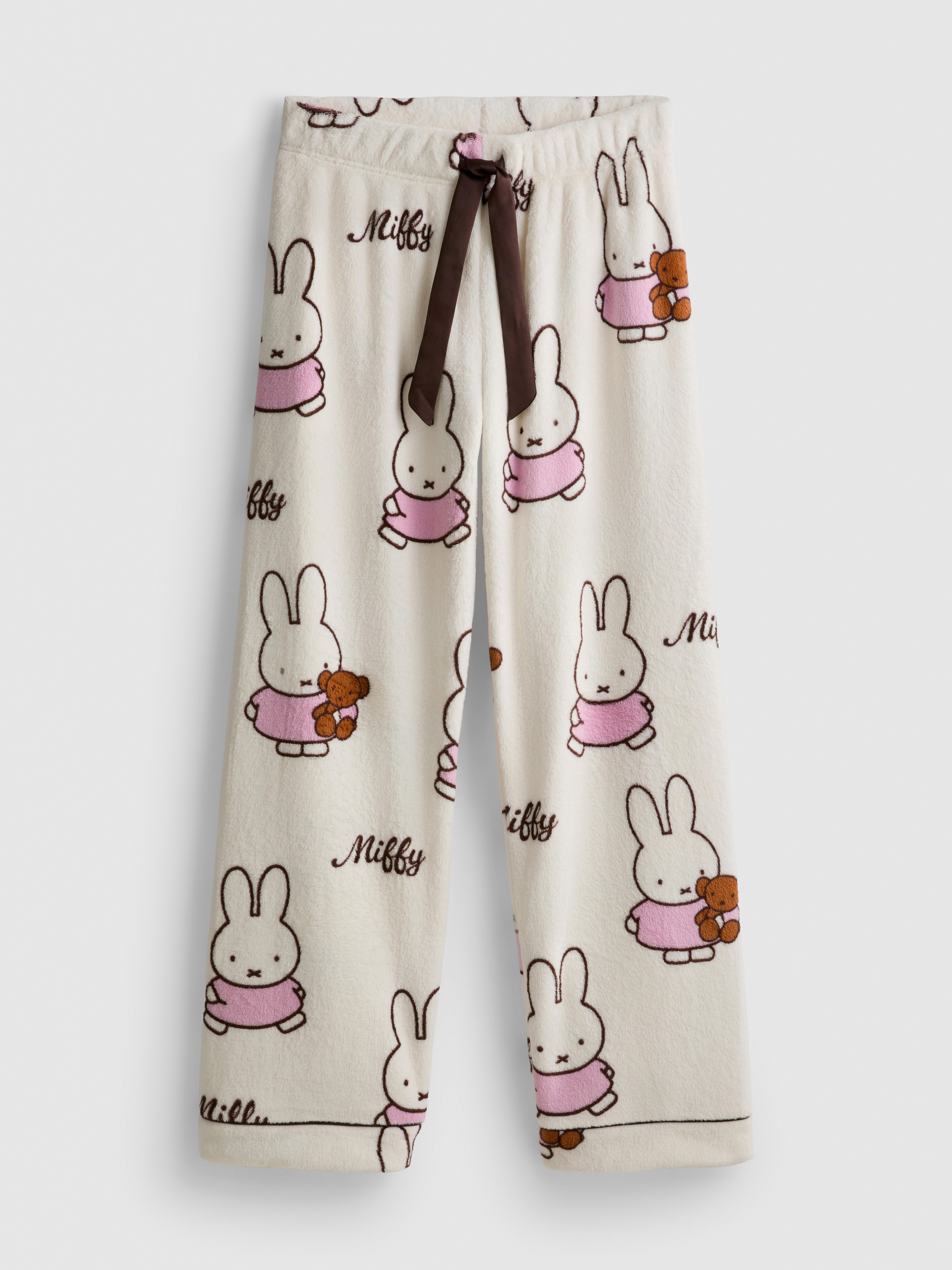 Miffy Plush Graphic Wide Leg Pajama Bottoms