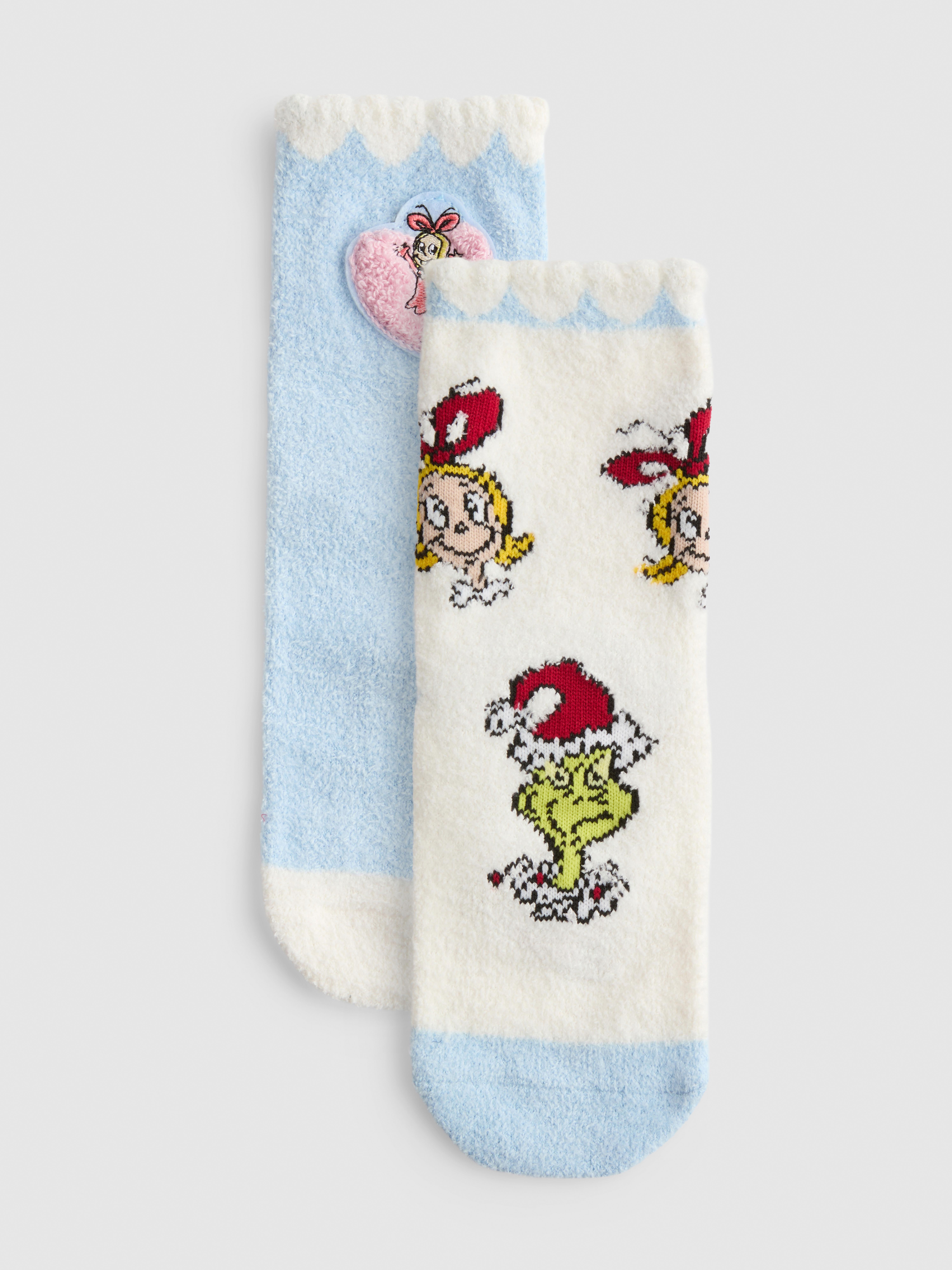 2pk The Grinch Fluffy Slipper Socks
