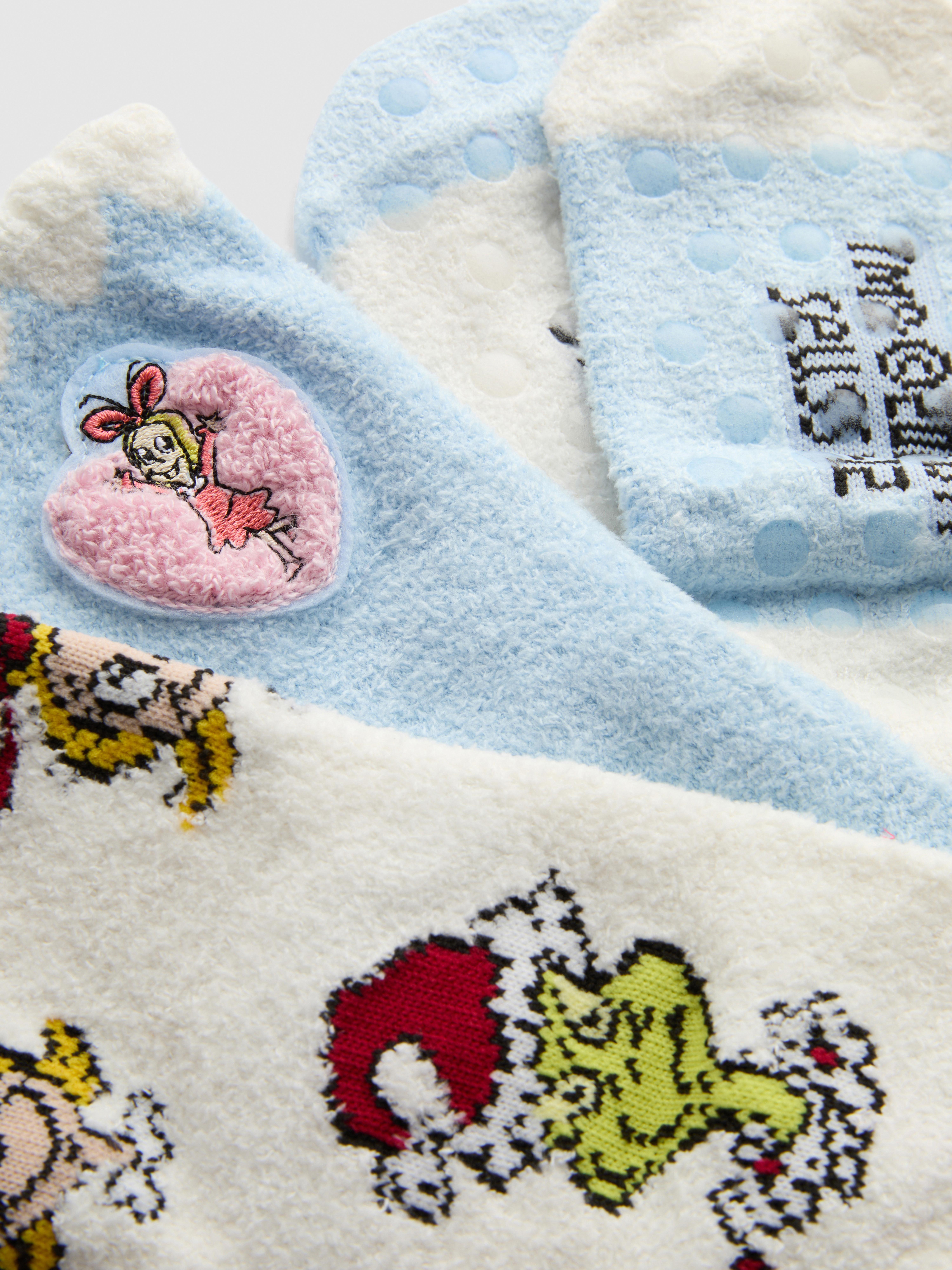 2pk The Grinch Fluffy Slipper Socks